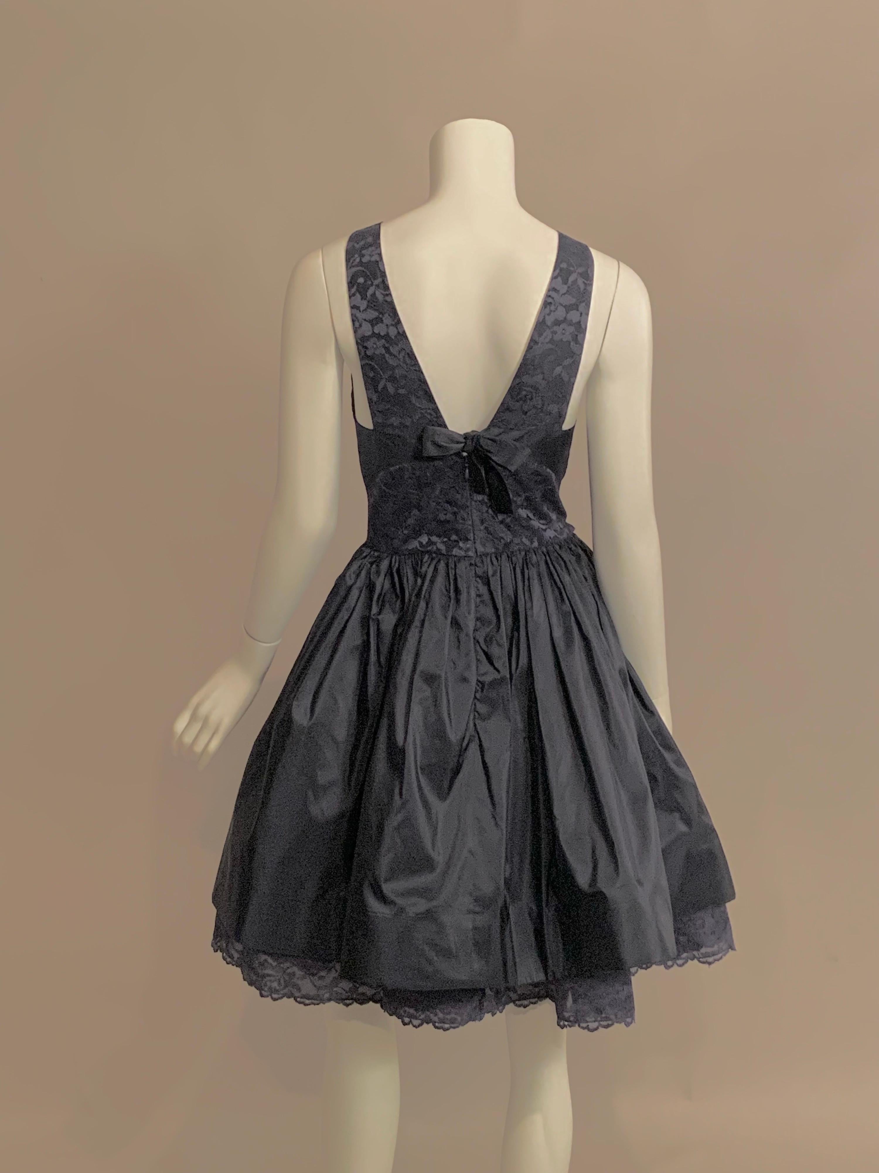 Black Geoffrey Beene Midnight Blue Lace and Silk Dress