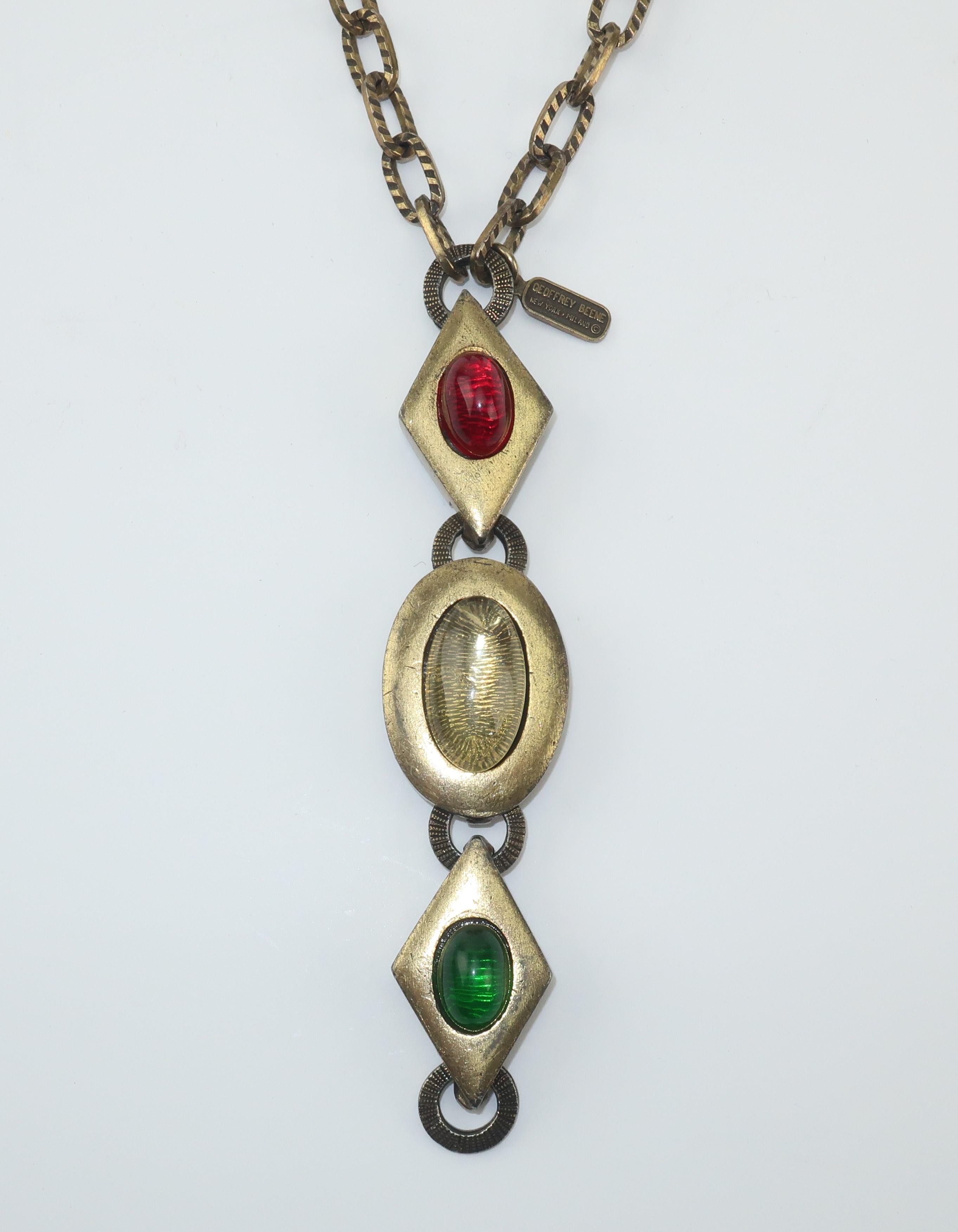 Geoffrey Beene Modernist Drop Pendant Necklace In Good Condition In Atlanta, GA