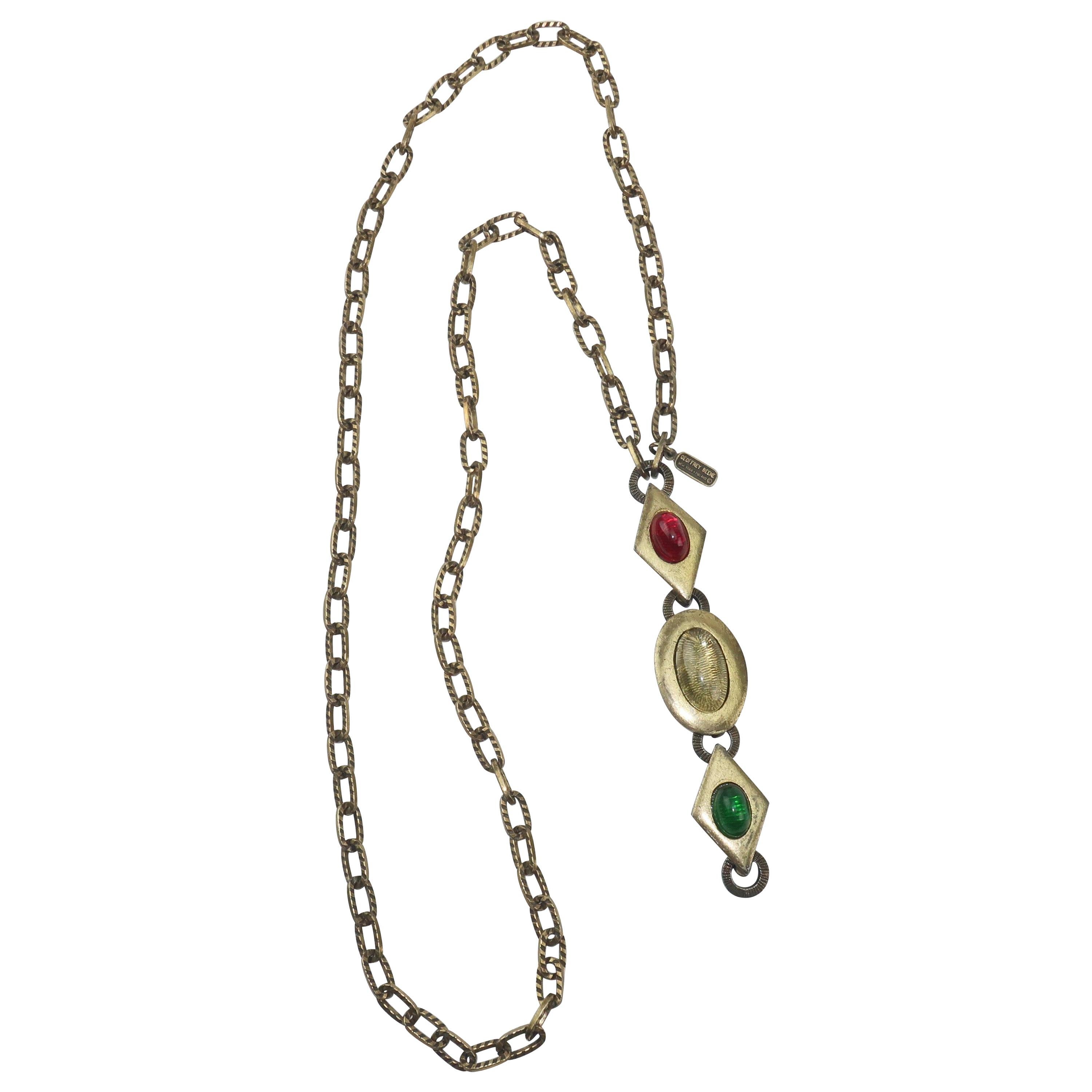 Geoffrey Beene Modernist Drop Pendant Necklace