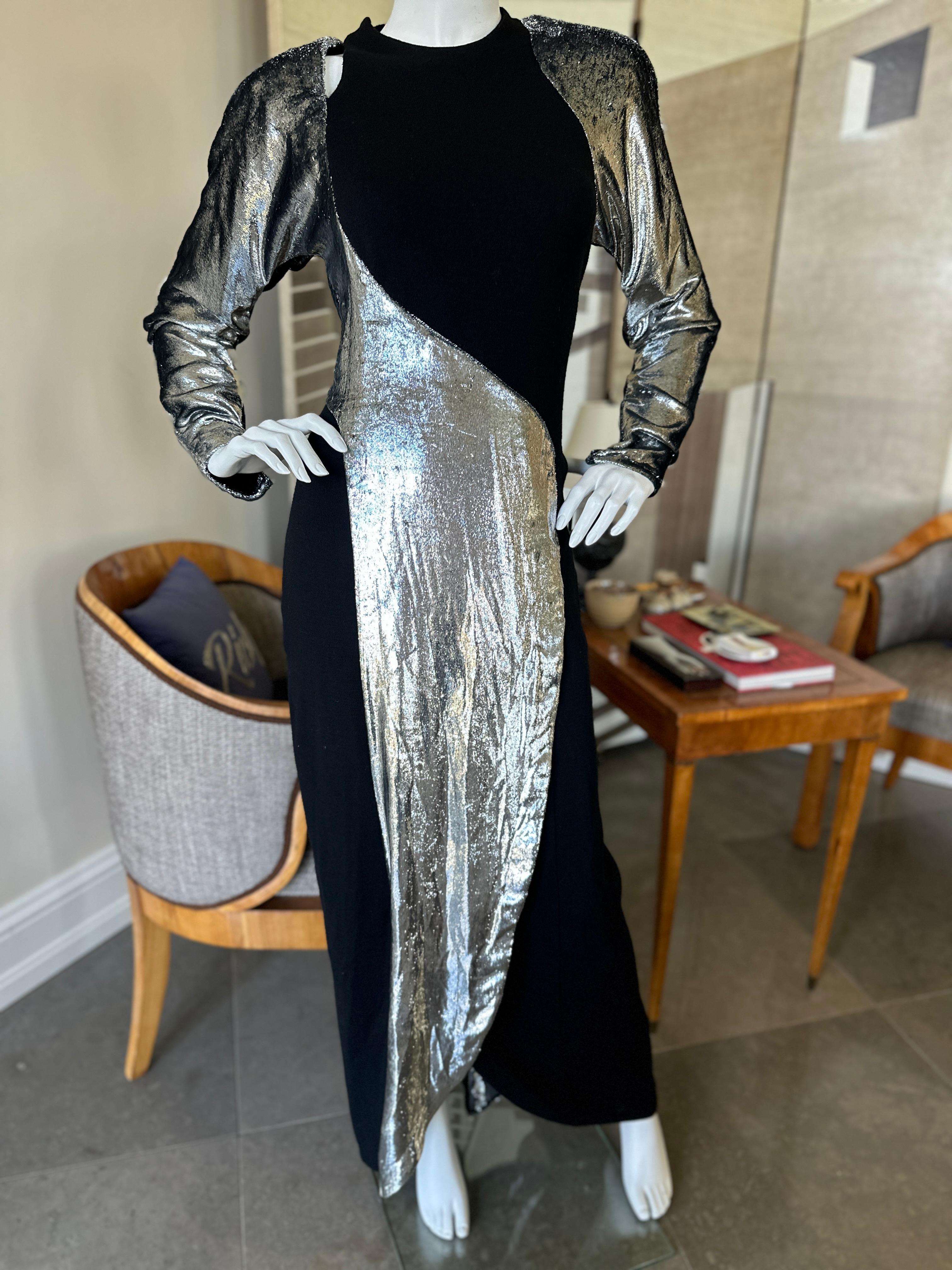 Geoffrey Beene Museum Piece Fall 1986 Silver Panne Velvet Jersey Evening Dress  For Sale 7