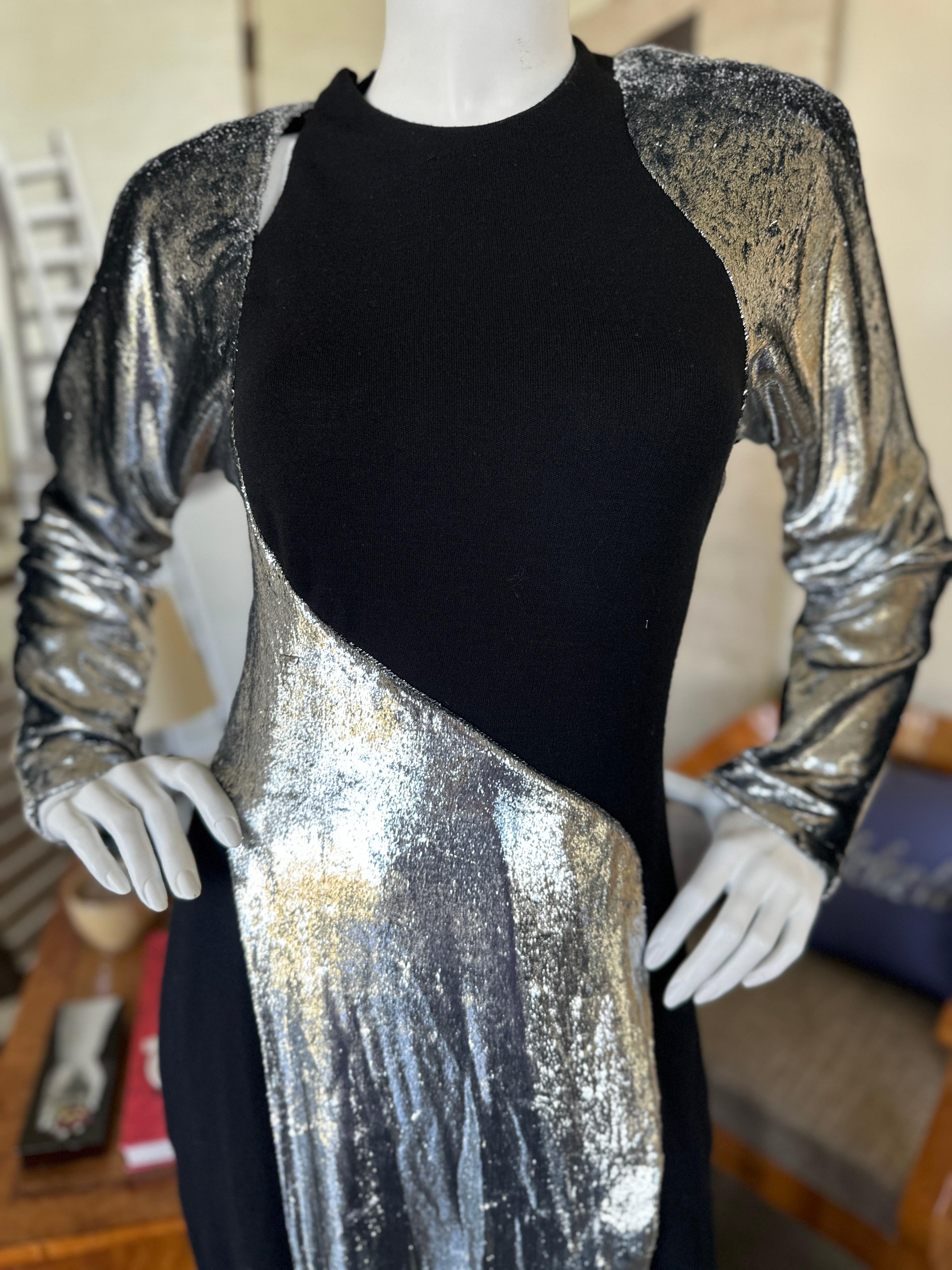 Geoffrey Beene Museum Piece Fall 1986 Silver Panne Velvet Jersey Evening Dress  In Excellent Condition For Sale In Cloverdale, CA