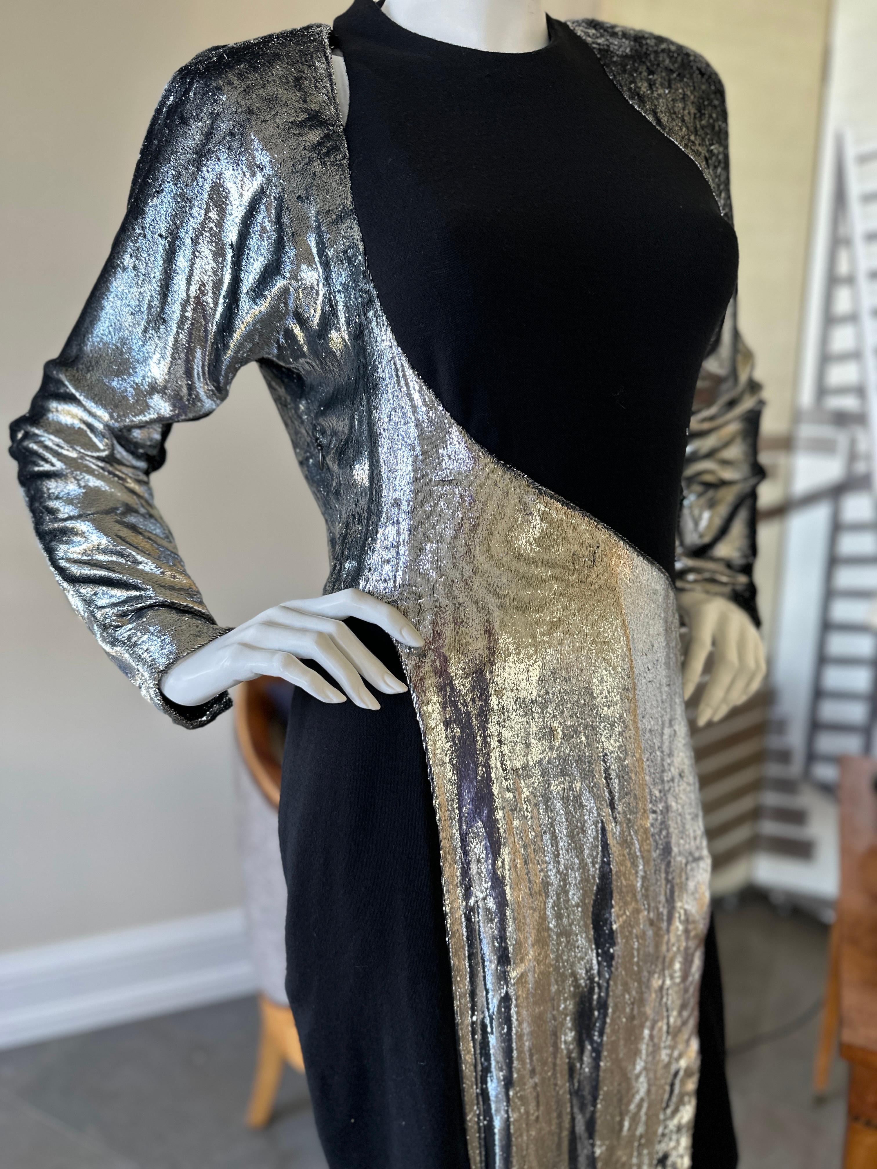 Geoffrey Beene Museum Piece Fall 1986 Silver Panne Velvet Jersey Evening Dress  For Sale 4