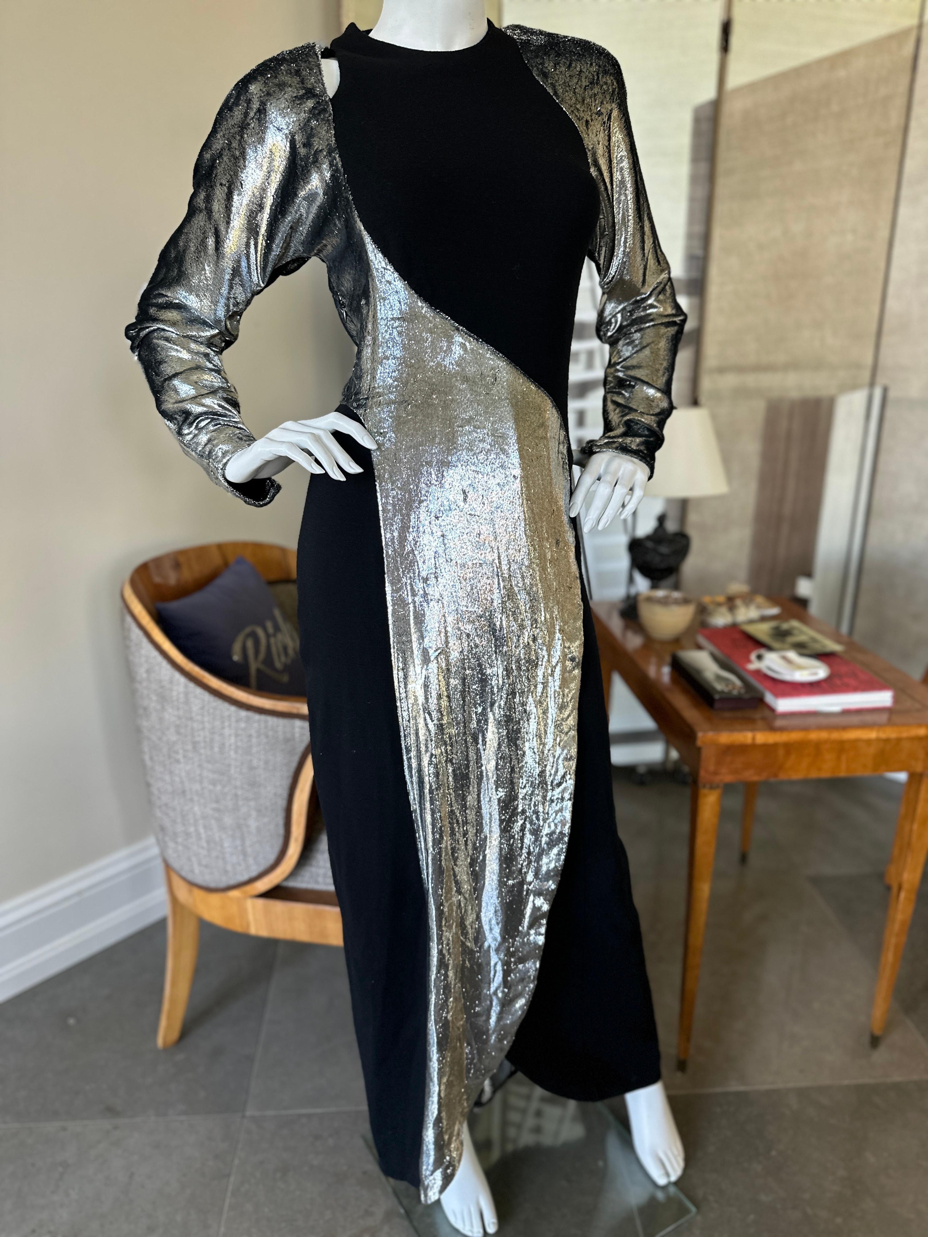 Geoffrey Beene Museum Piece Fall 1986 Silver Panne Velvet Jersey Evening Dress  For Sale 5