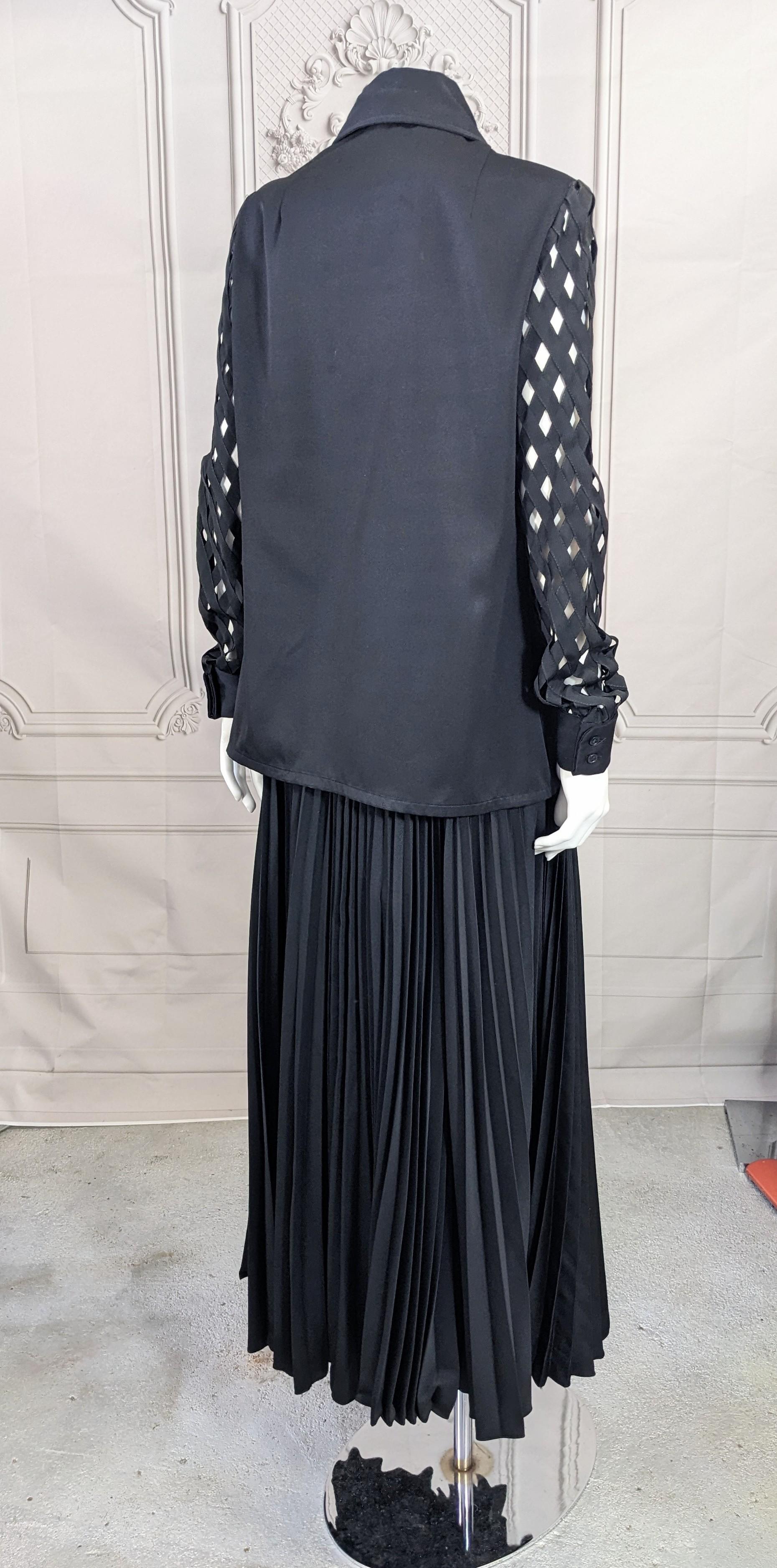 Geoffrey Beene Openwork Blouse and Pleated Skirt For Sale 6