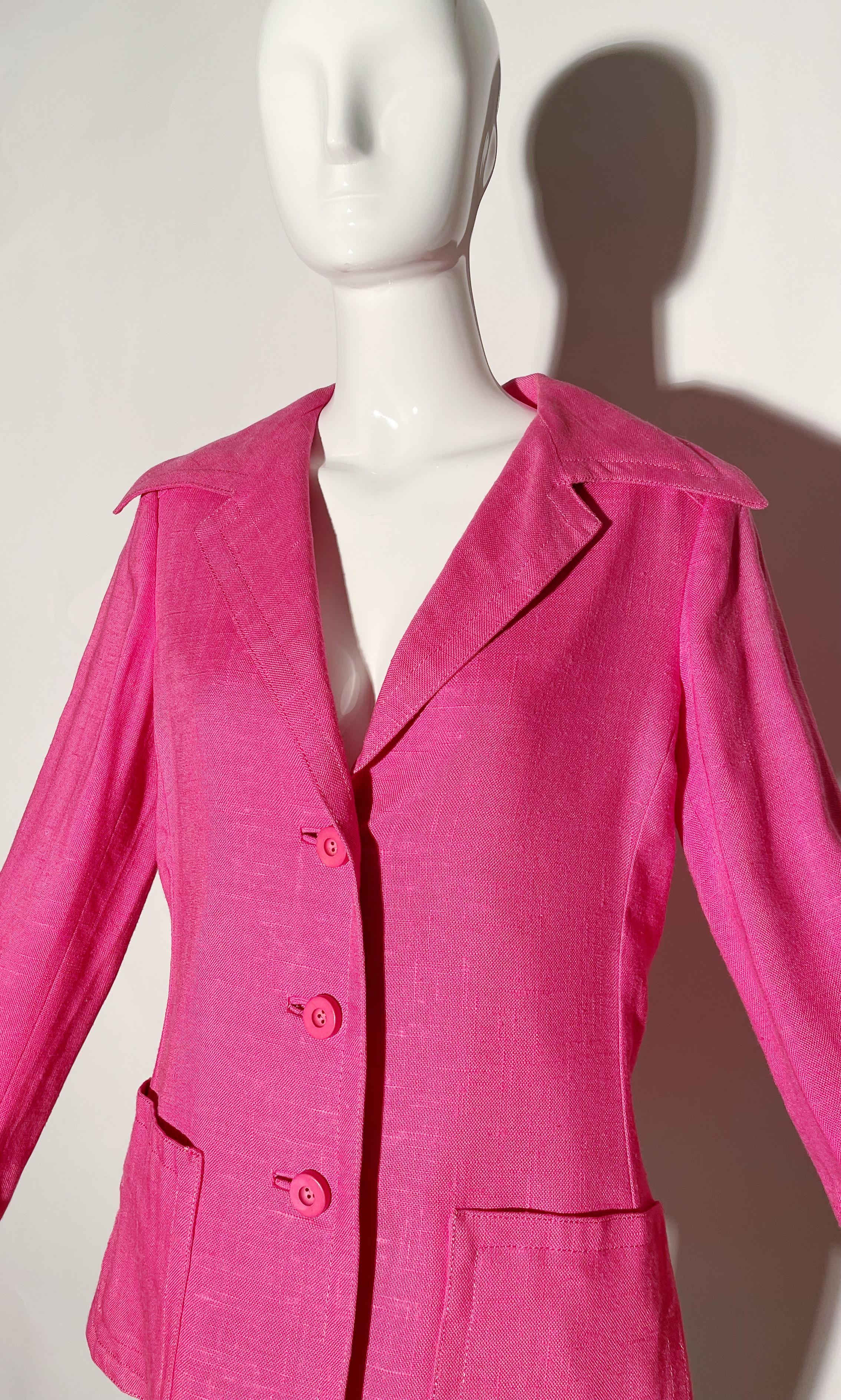 Geoffrey Beene Pink Linen Blazer  For Sale 3