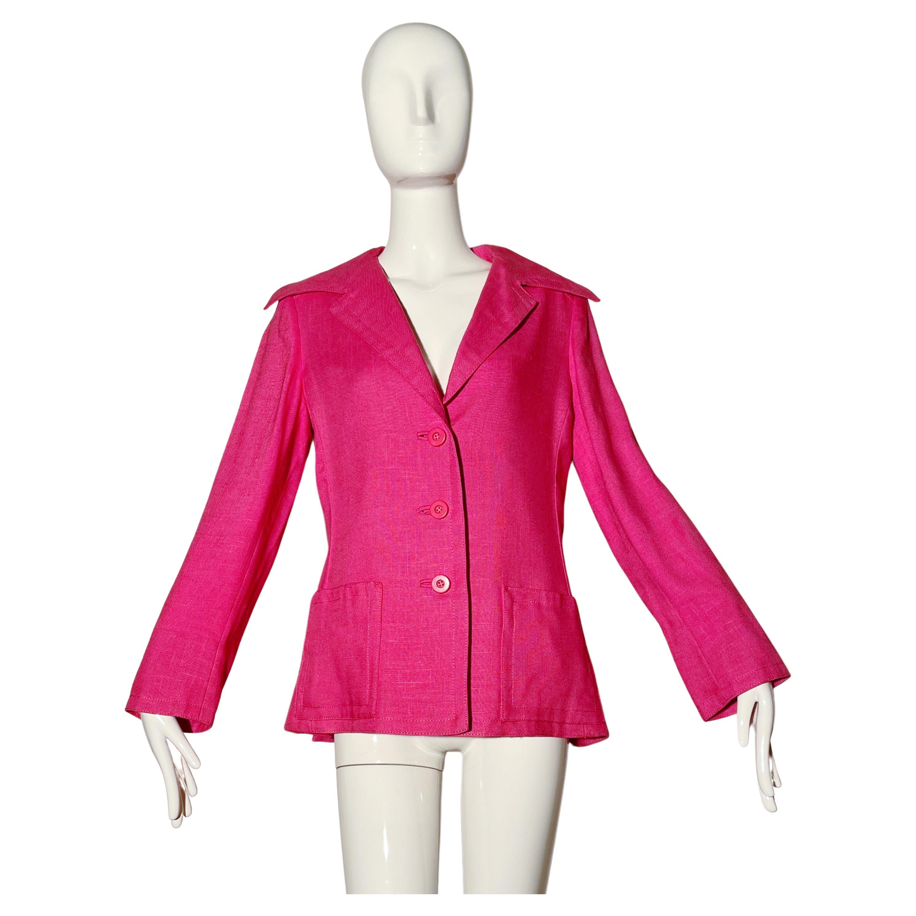 Geoffrey Beene Pink Linen Blazer  For Sale