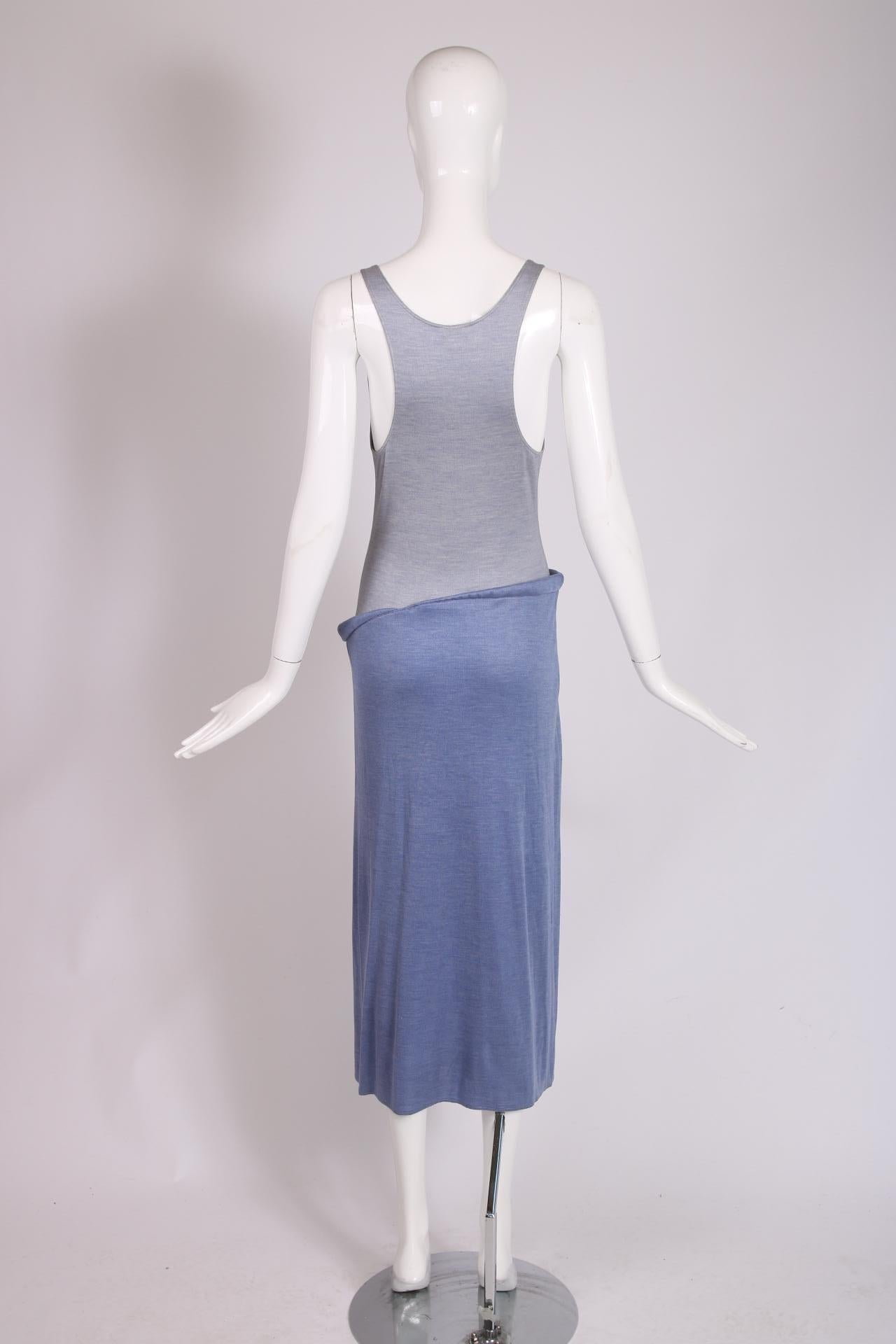 Geoffrey Beene Purple Two-Tone Silk Jersey Racer Back Dress, 1999 In Excellent Condition For Sale In Studio City, CA