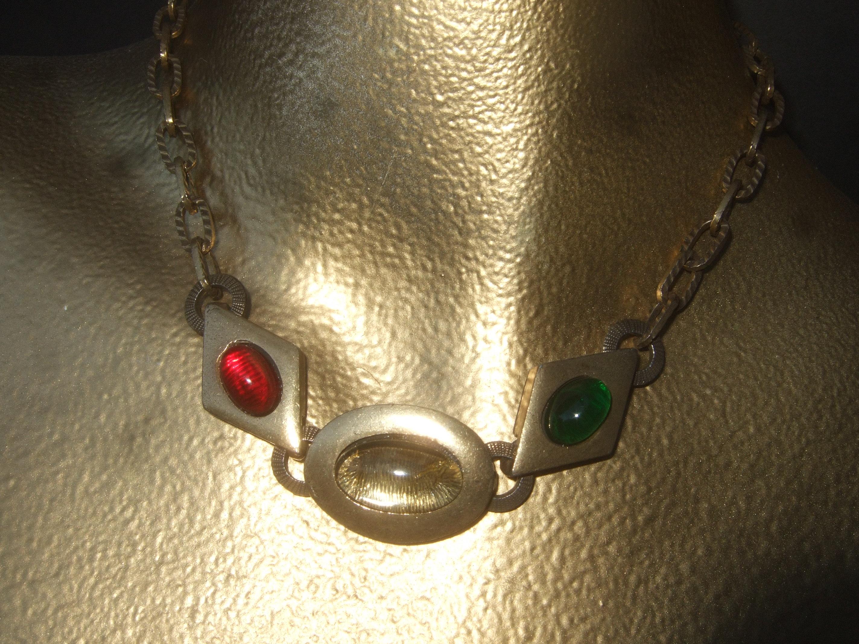 Geoffrey Beene Rare Choker Chain Necklace & Hinged Bangle Set c 1970s For Sale 4