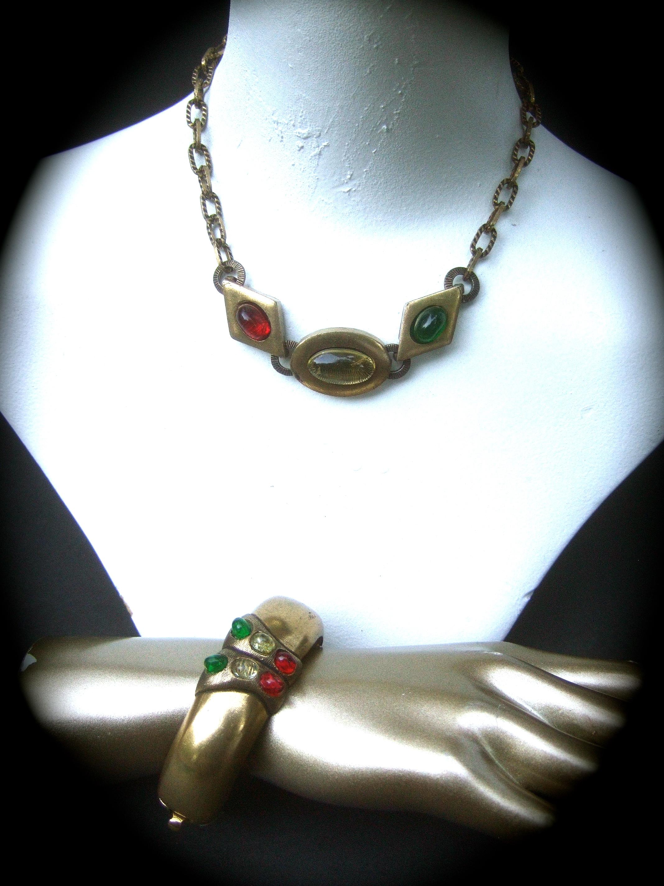 Geoffrey Beene Rare Choker Chain Necklace & Hinged Bangle Set c 1970s For Sale 5