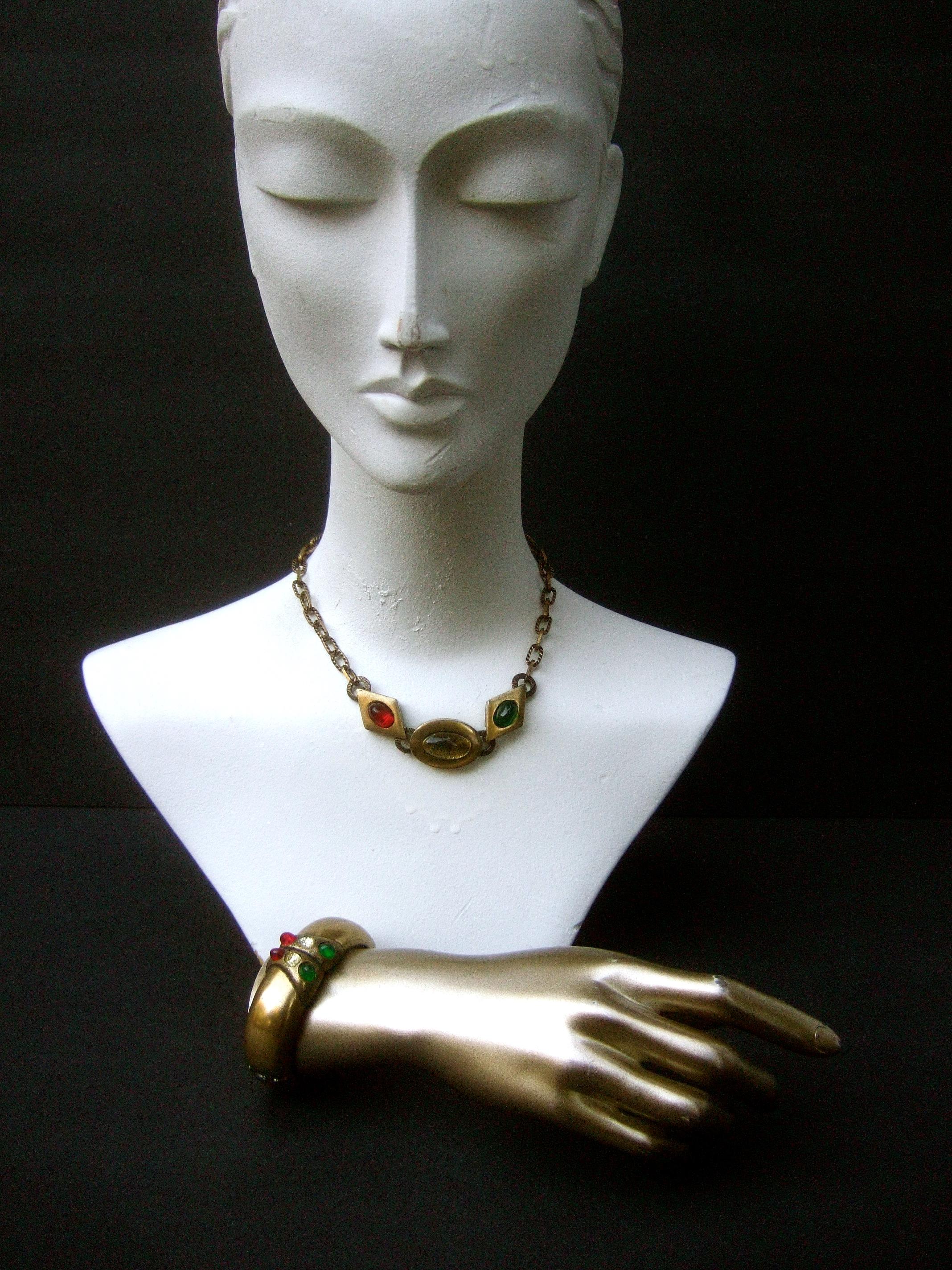 Geoffrey Beene Rare Choker Chain Necklace & Hinged Bangle Set c 1970s For Sale 10