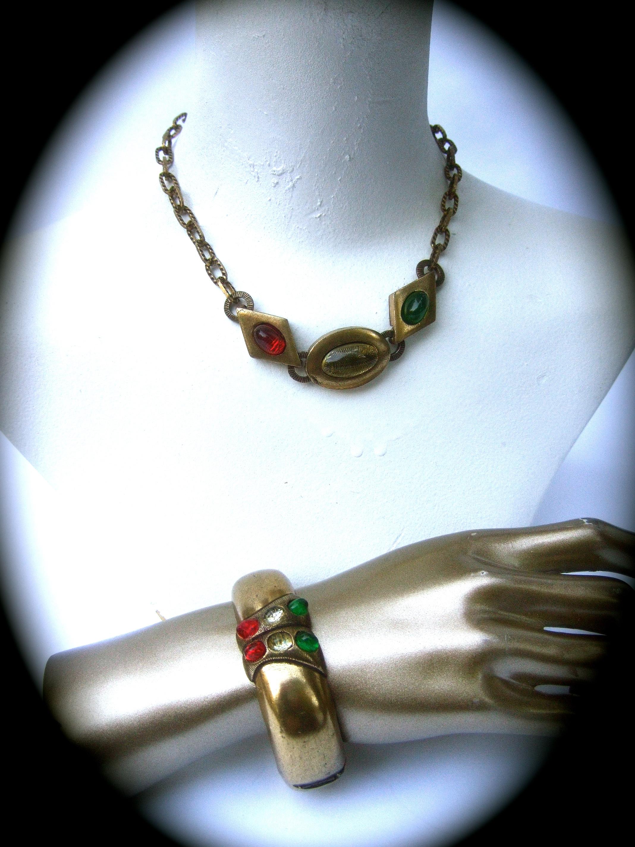 Geoffrey Beene Rare Choker Chain Necklace & Hinged Bangle Set c 1970s For Sale 12
