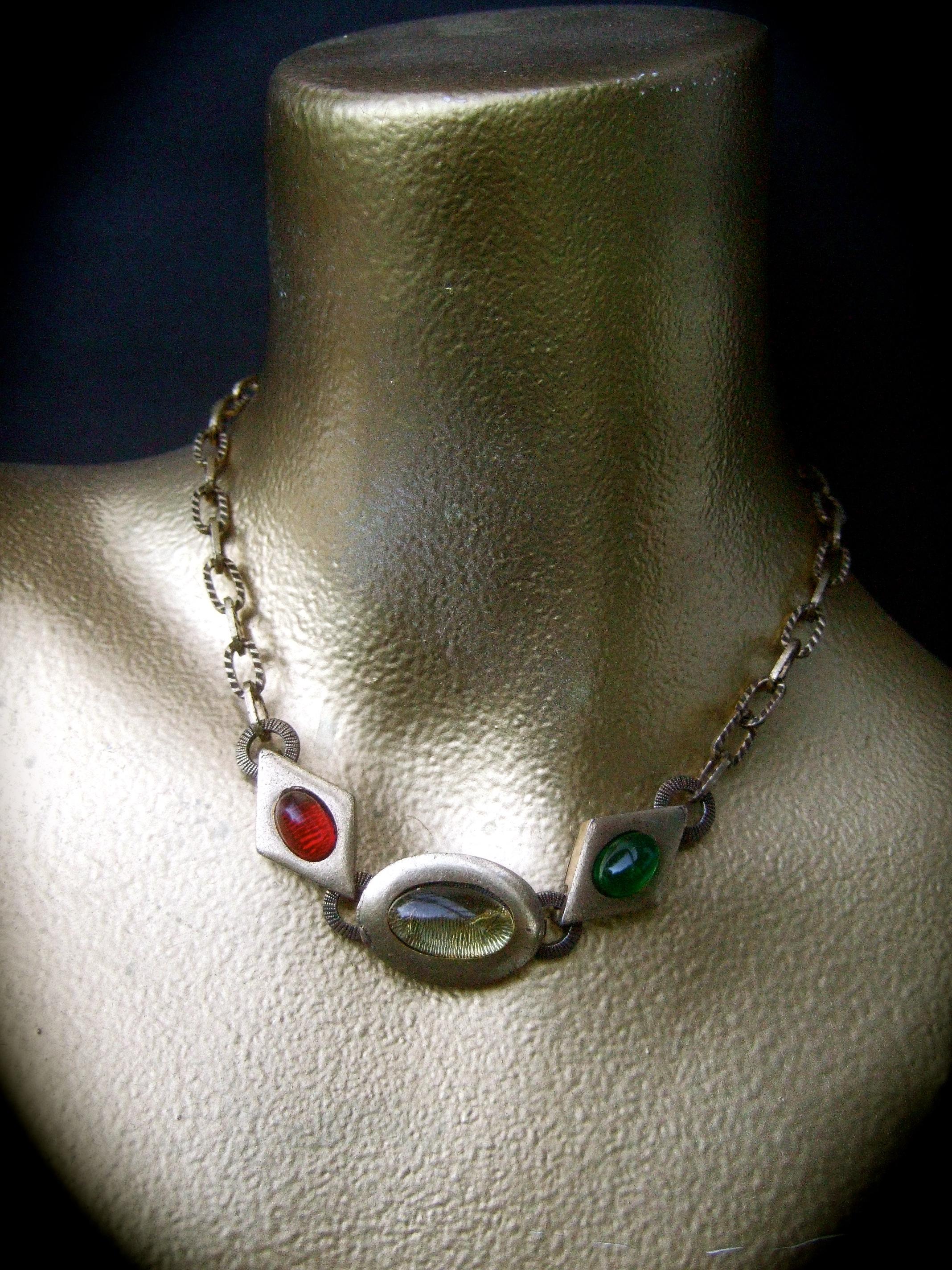 Geoffrey Beene Rare Choker Chain Necklace & Hinged Bangle Set c 1970s In Good Condition For Sale In University City, MO