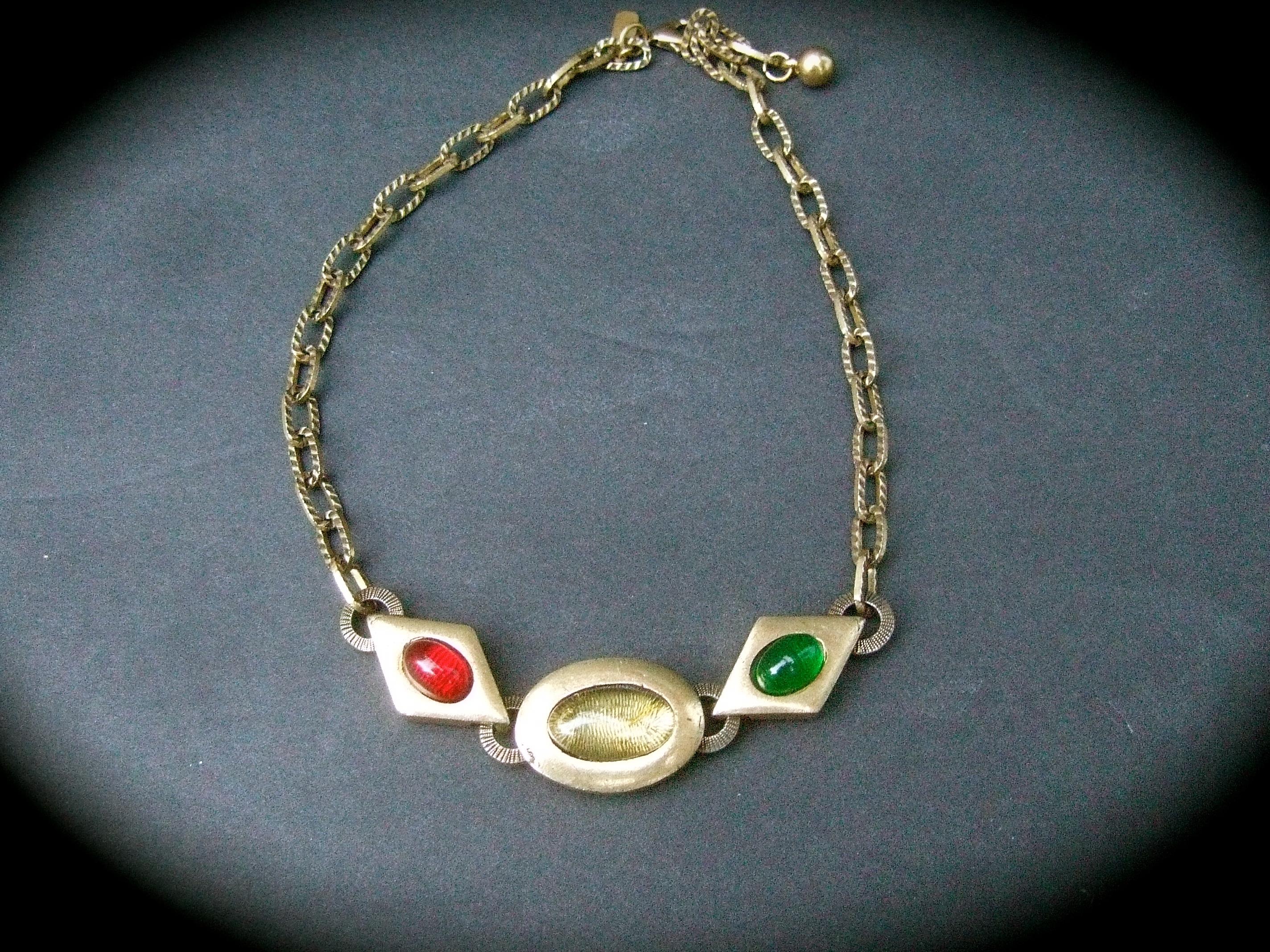 Women's Geoffrey Beene Rare Choker Chain Necklace & Hinged Bangle Set c 1970s For Sale