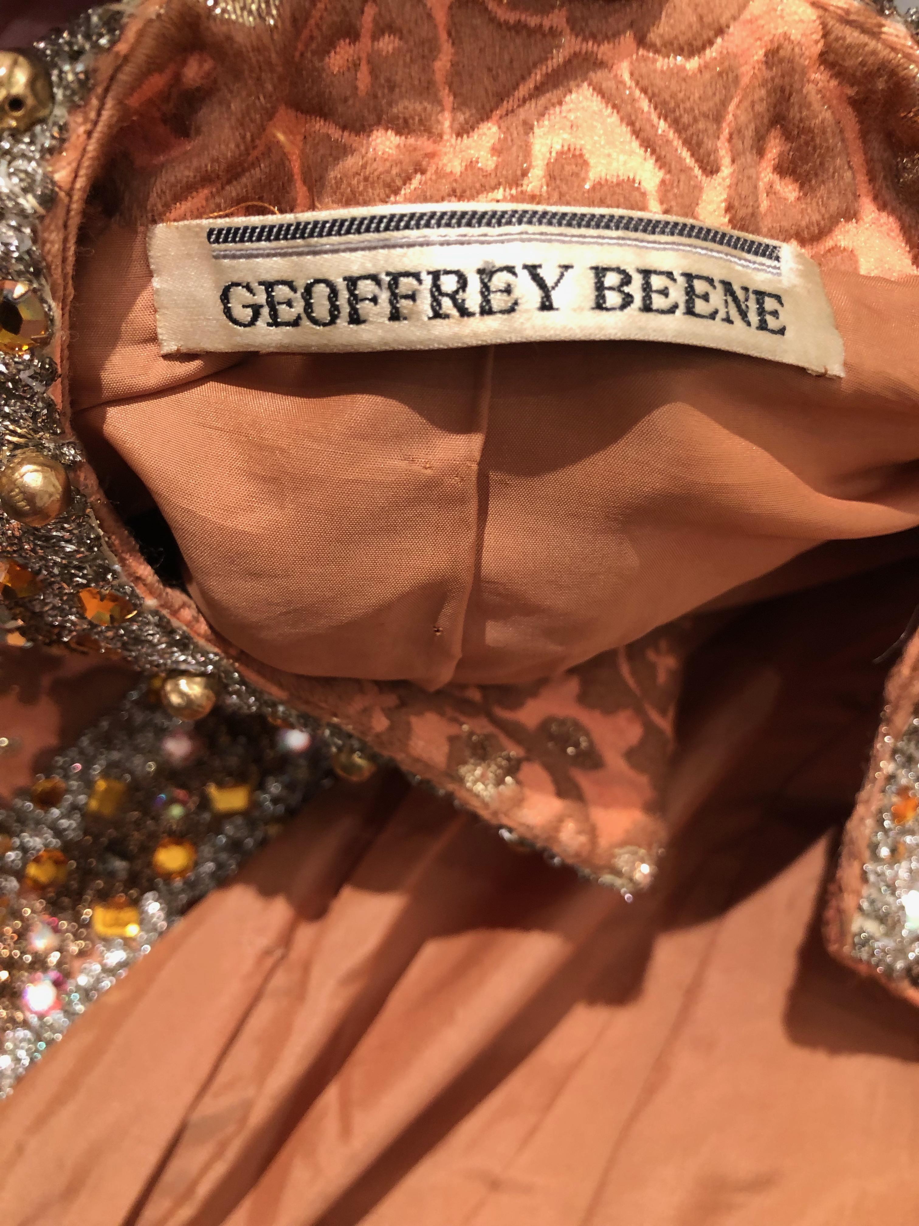 Geoffrey Beene Rare Documented Mod 1966 Heavily Embellished Shiny Brocade Dress For Sale 5