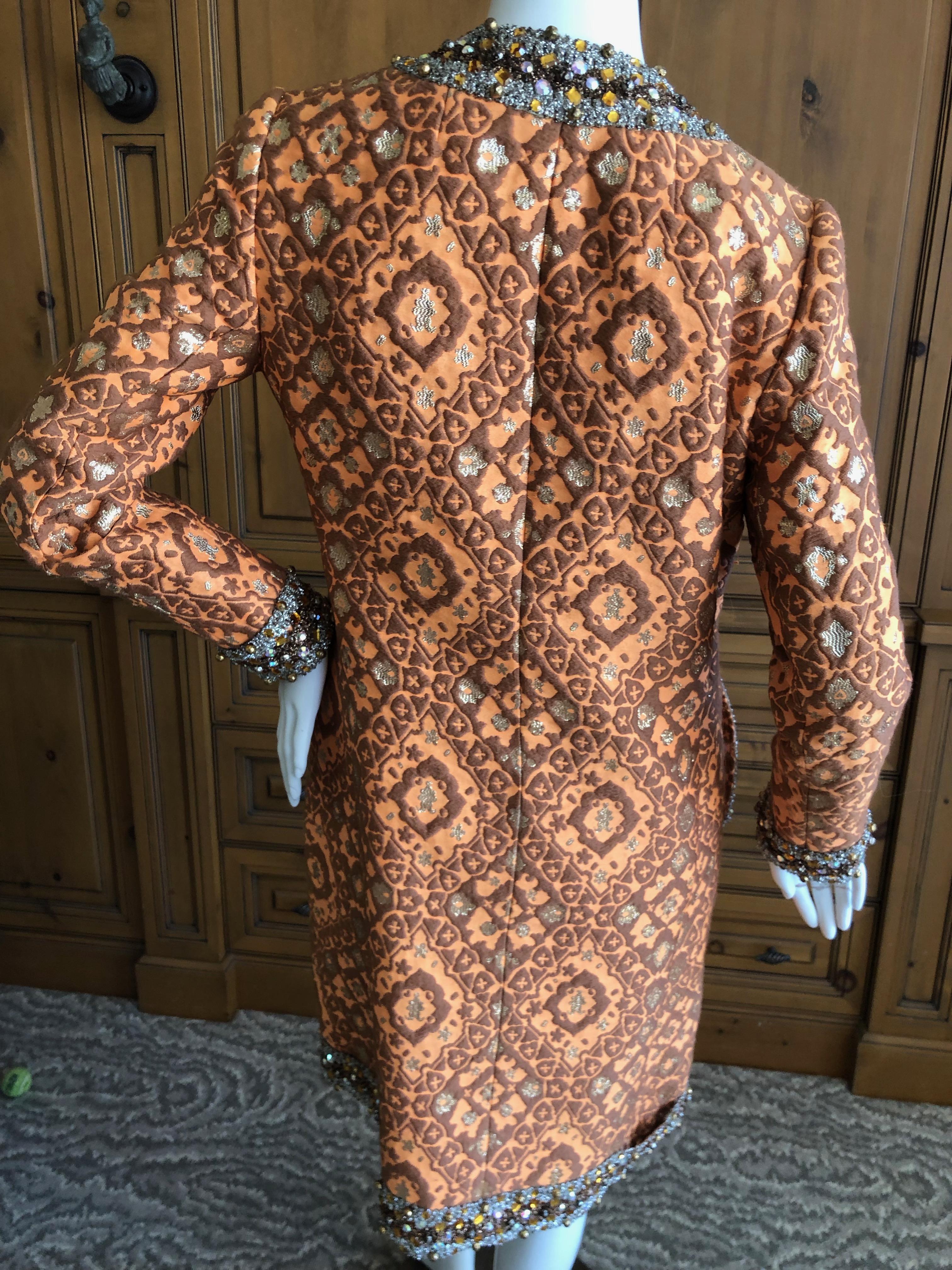Geoffrey Beene Rare Documented Mod 1966 Heavily Embellished Shiny Brocade Dress For Sale 3