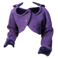 Geoffrey Beene Royal Purple Shearling Bolero Jacket