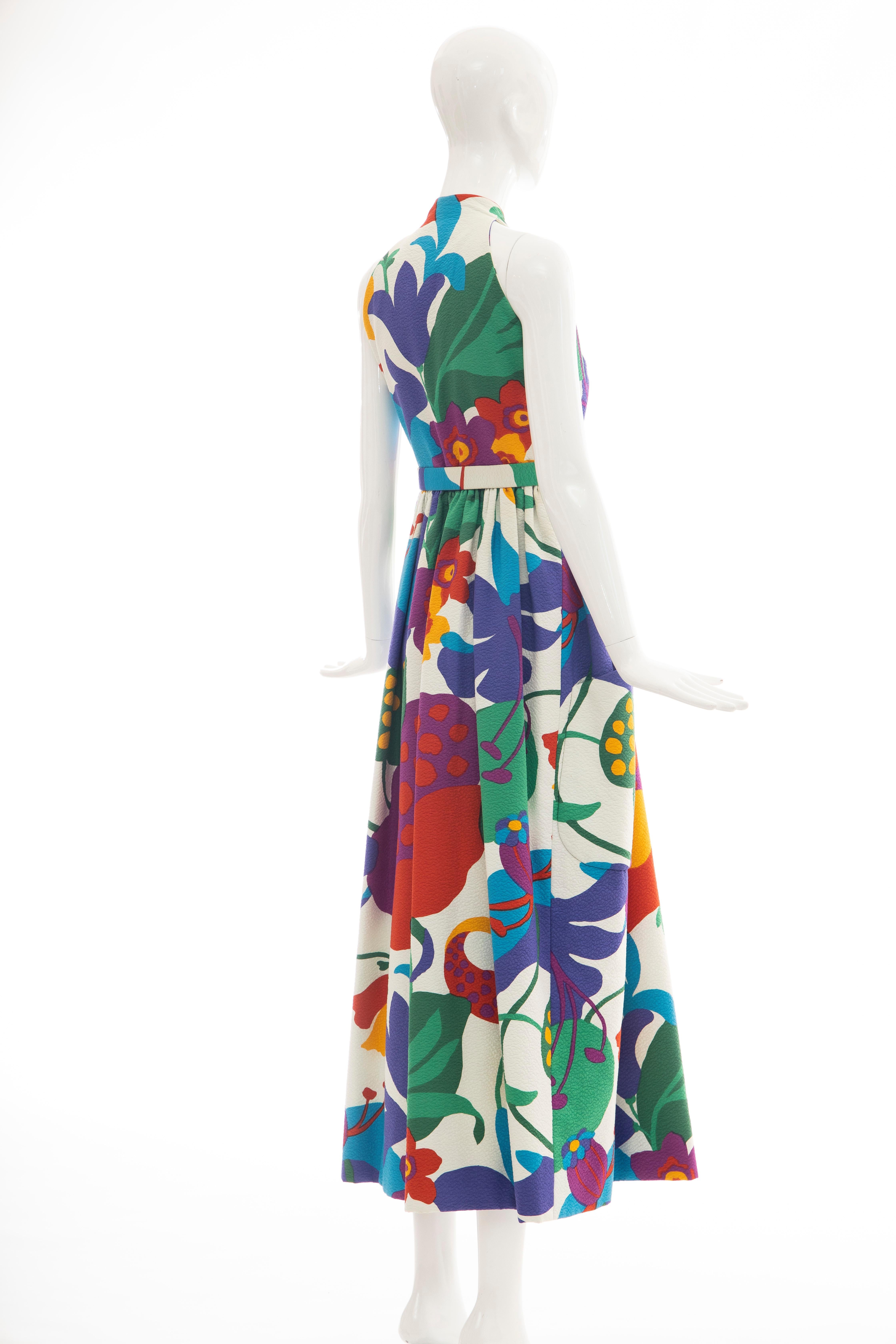 Geoffrey Beene Runway Floral Cotton Matelassé Sleeveless Dress, Spring 1972 In Excellent Condition In Cincinnati, OH