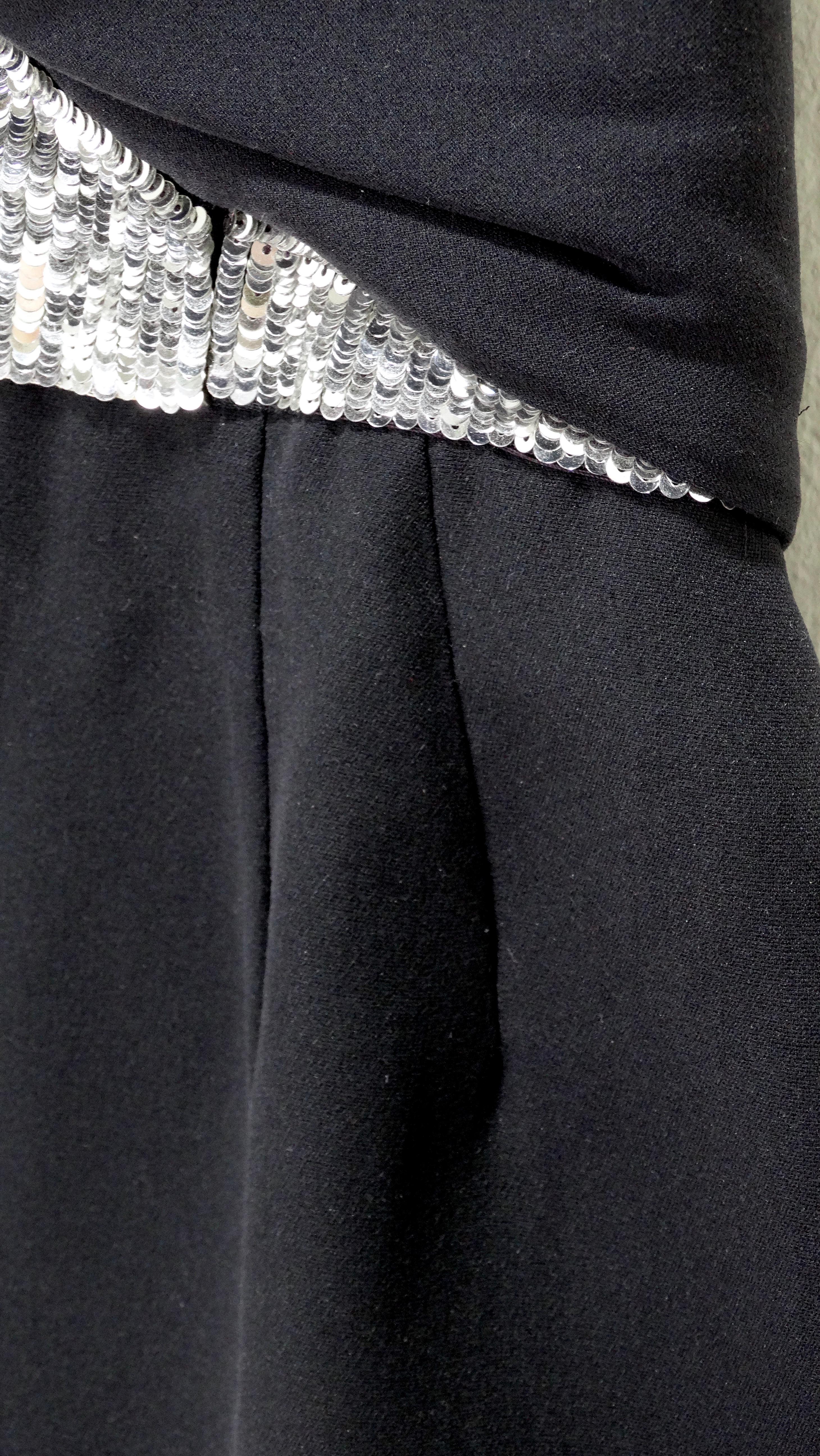Noir Geoffrey Beene - Mini robe sans bretelles à paillettes en vente