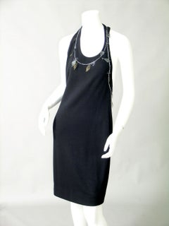 Geoffrey Beene Sexy Beaded Black Dress with Back Interest