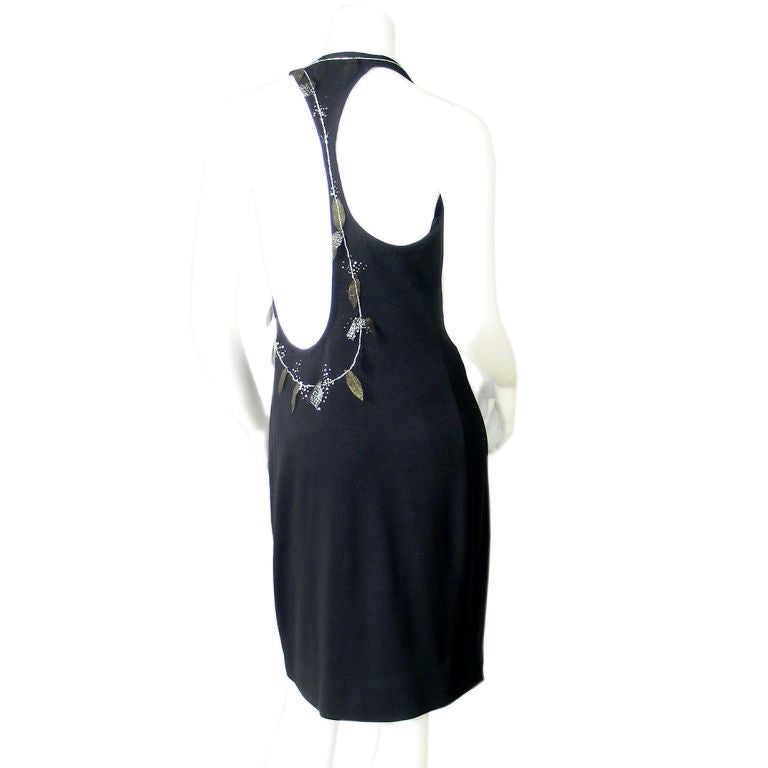 Geoffrey Beene Sexy Beaded Black Dress with Back Interest For Sale 1