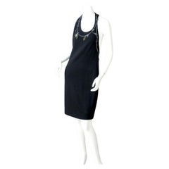 Geoffrey Beene Sexy Beaded Black Dress with Back Interest