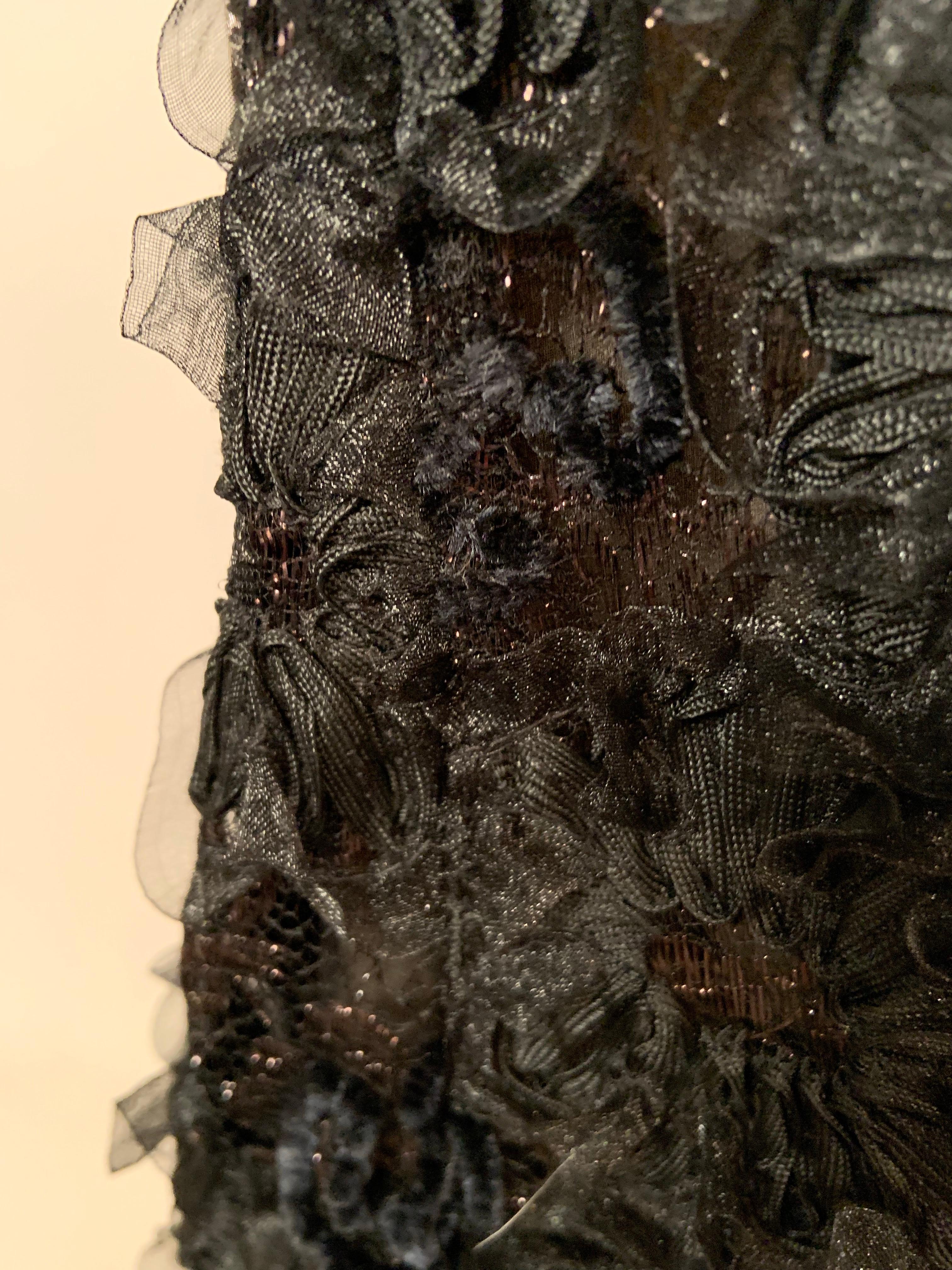 Geoffrey Beene Schwarzes Kleid aus Spitze und Schleife, durchscheinend im Angebot 8
