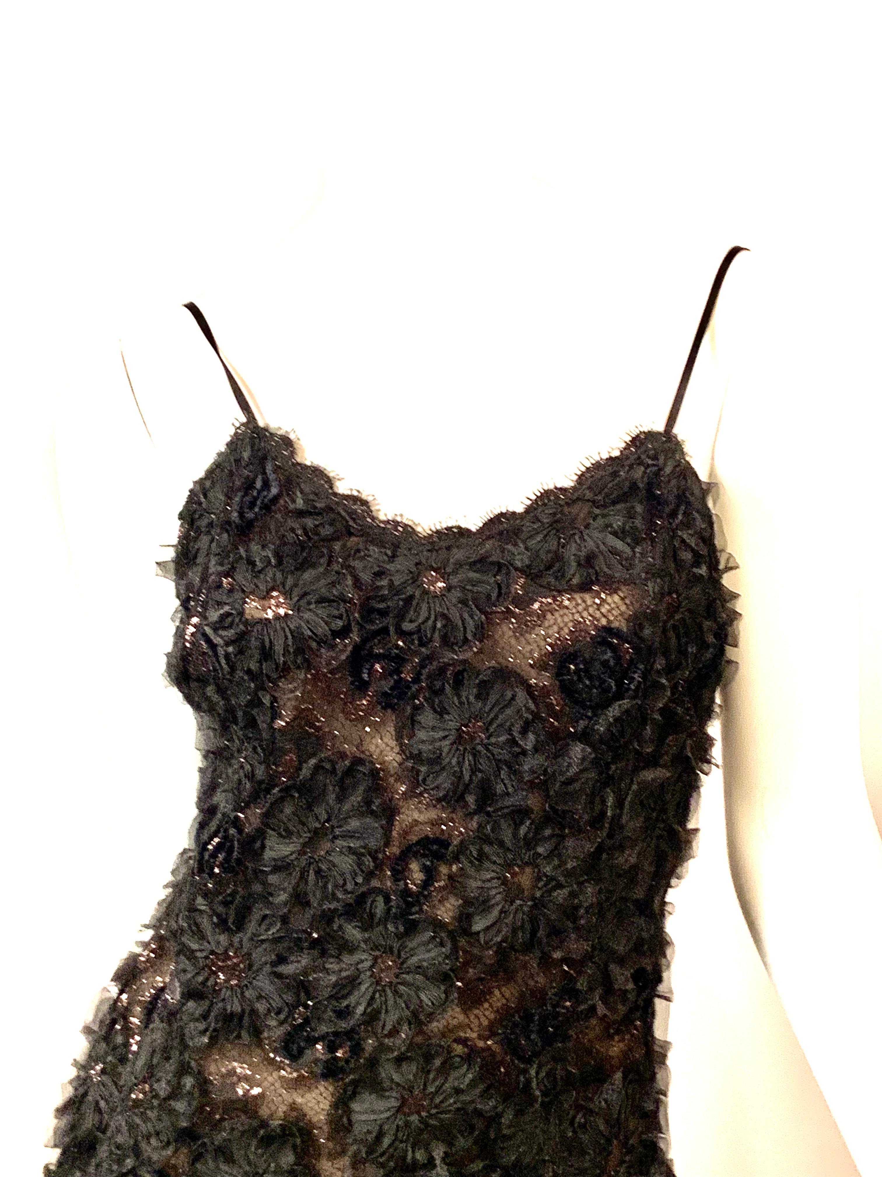 Geoffrey Beene Schwarzes Kleid aus Spitze und Schleife, durchscheinend im Zustand „Hervorragend“ im Angebot in New Hope, PA