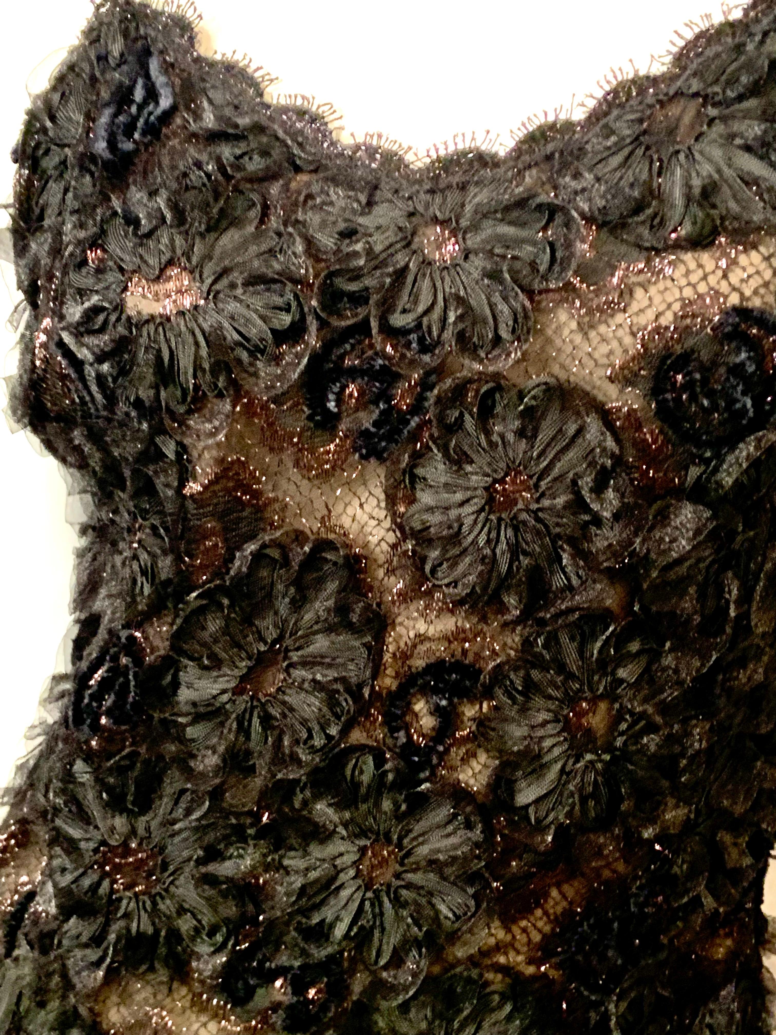 Geoffrey Beene Schwarzes Kleid aus Spitze und Schleife, durchscheinend im Angebot 2