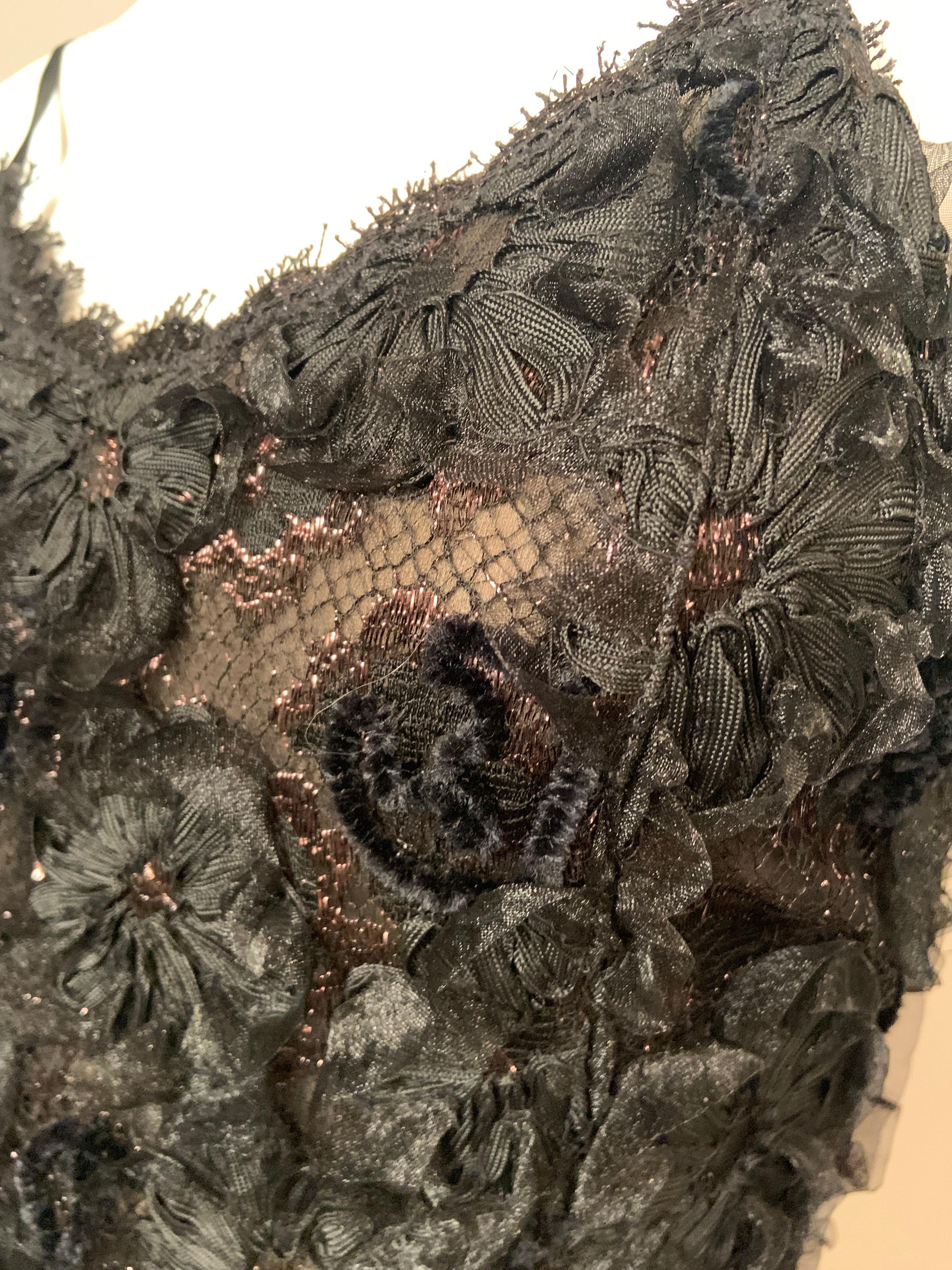 Geoffrey Beene Schwarzes Kleid aus Spitze und Schleife, durchscheinend im Angebot 3
