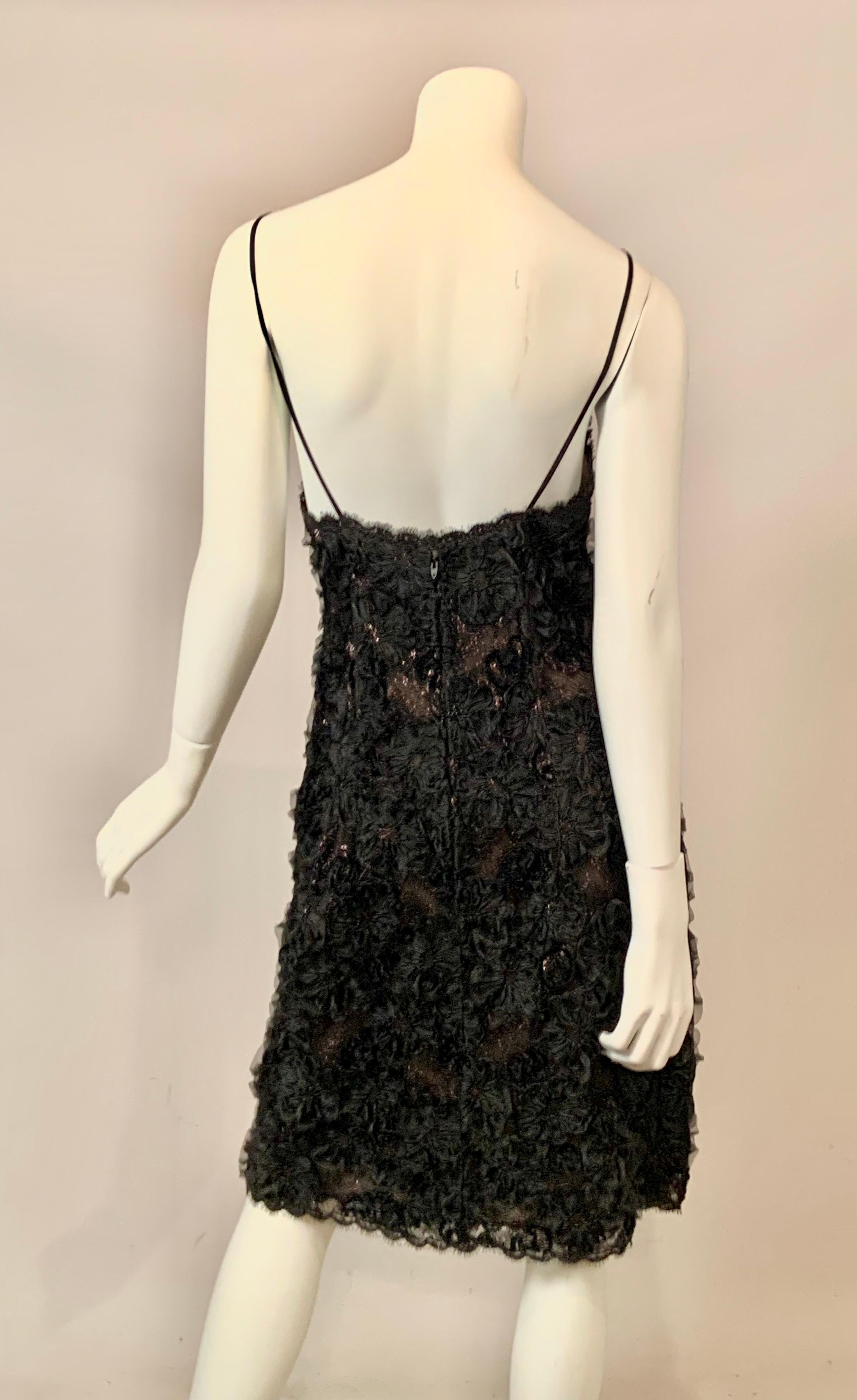 Geoffrey Beene Schwarzes Kleid aus Spitze und Schleife, durchscheinend im Angebot 5