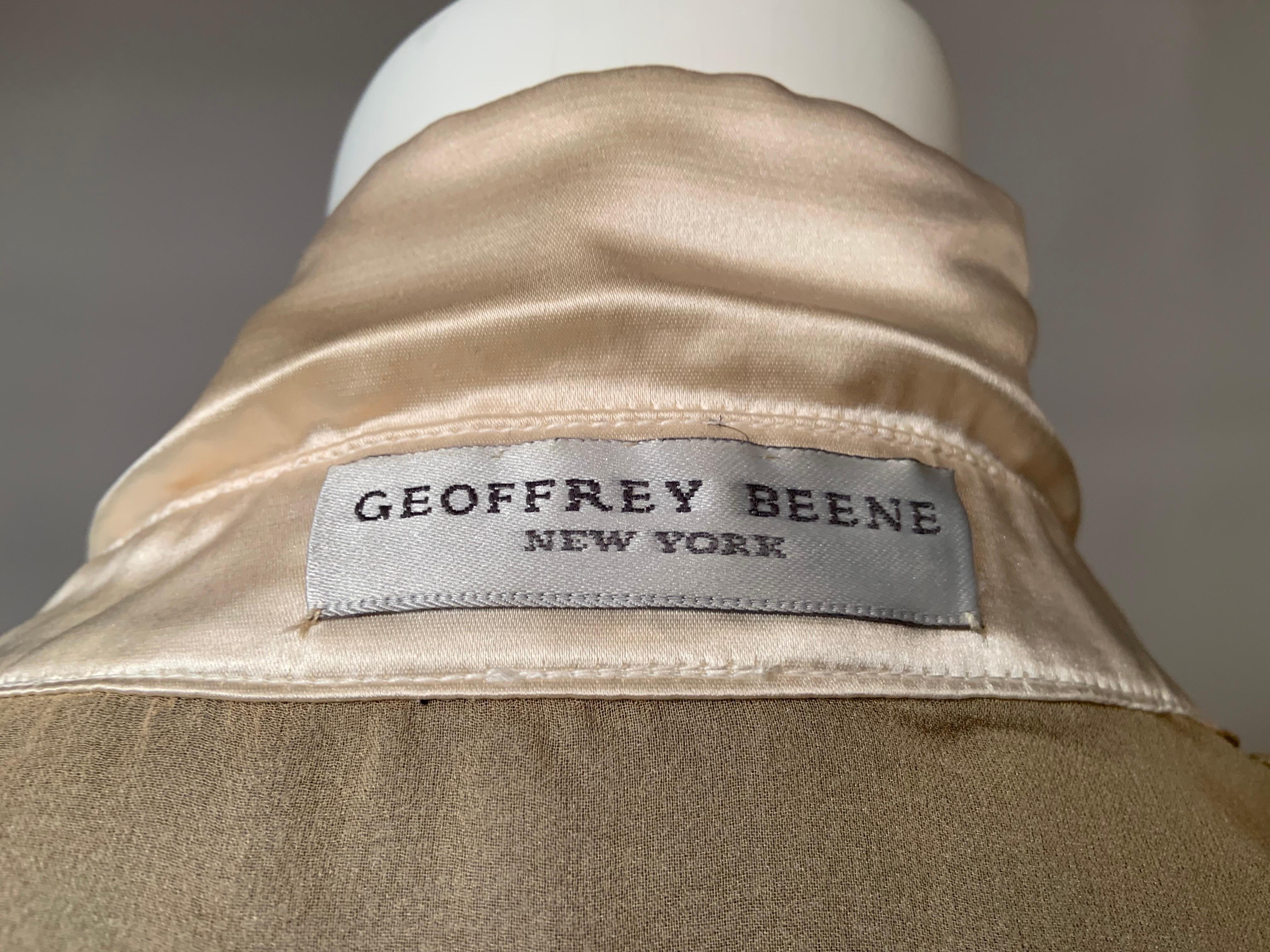 Geoffrey Beene camicetta in chiffon di seta nera trasparente con colletto e polsini in raso color crema in vendita 4