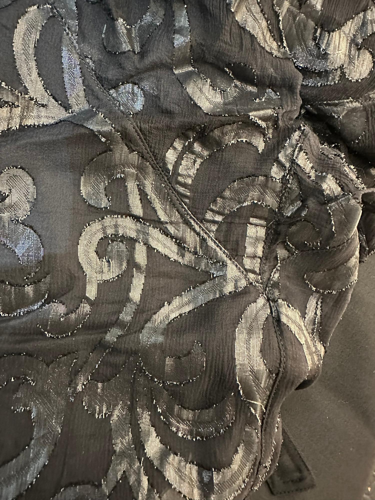 Geoffrey Beene Sheer Black Silk Tie Neck Blouse/High Waist Silk Maxi Skirt Set For Sale 8