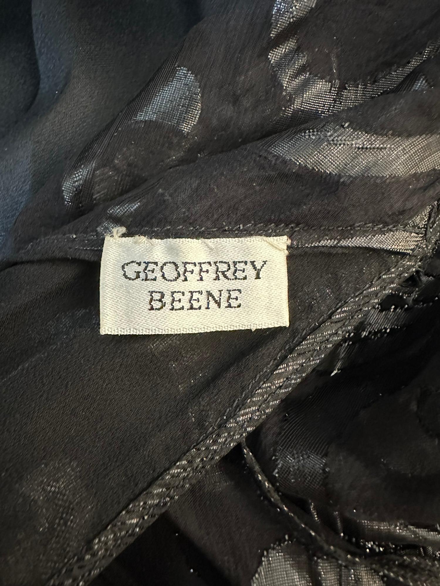 Geoffrey Beene Sheer Black Silk Tie Neck Blouse/High Waist Silk Maxi Skirt Set For Sale 10