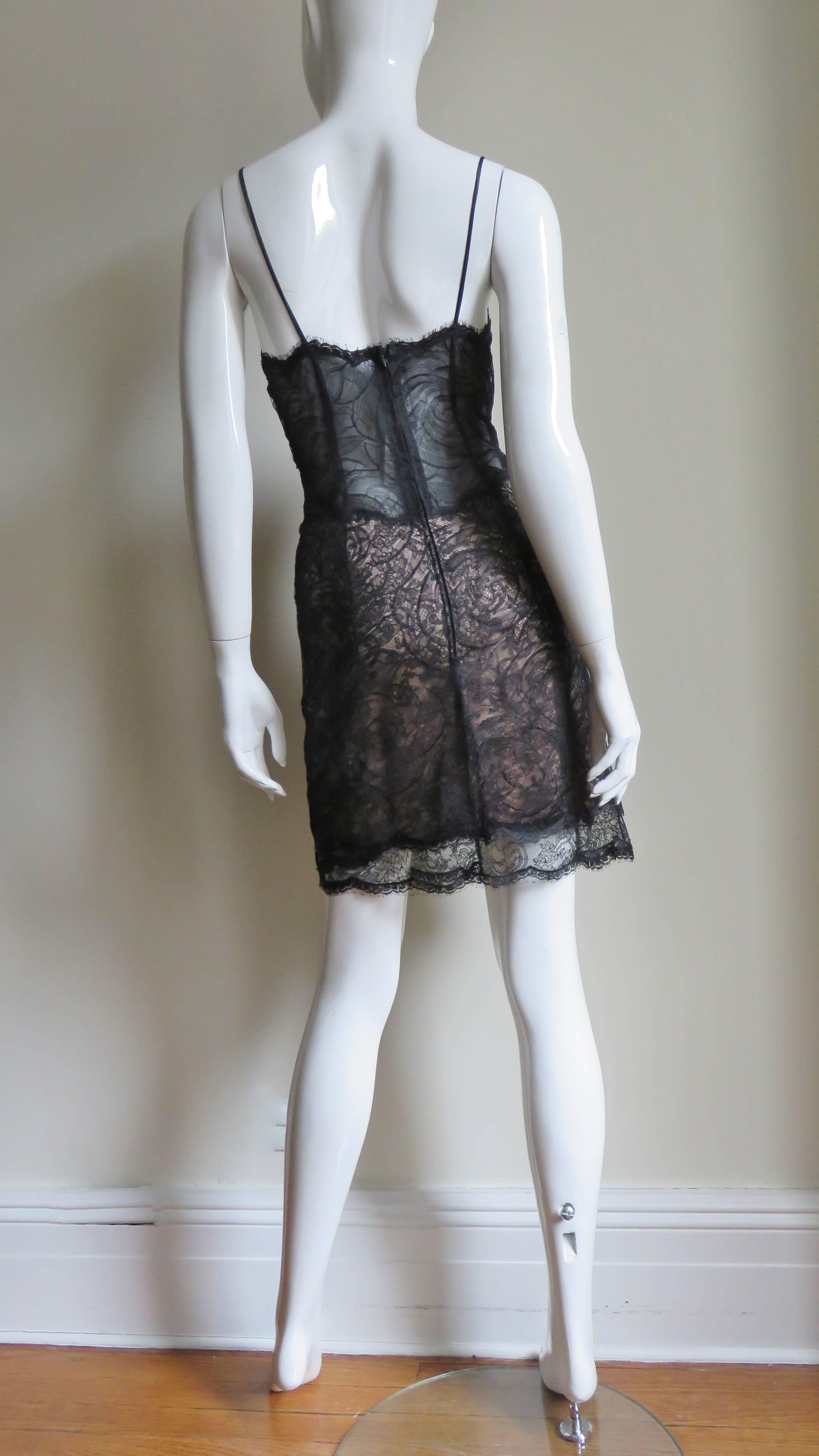  Geoffrey Beene Silk Lace Slip Dress 1980s For Sale 3