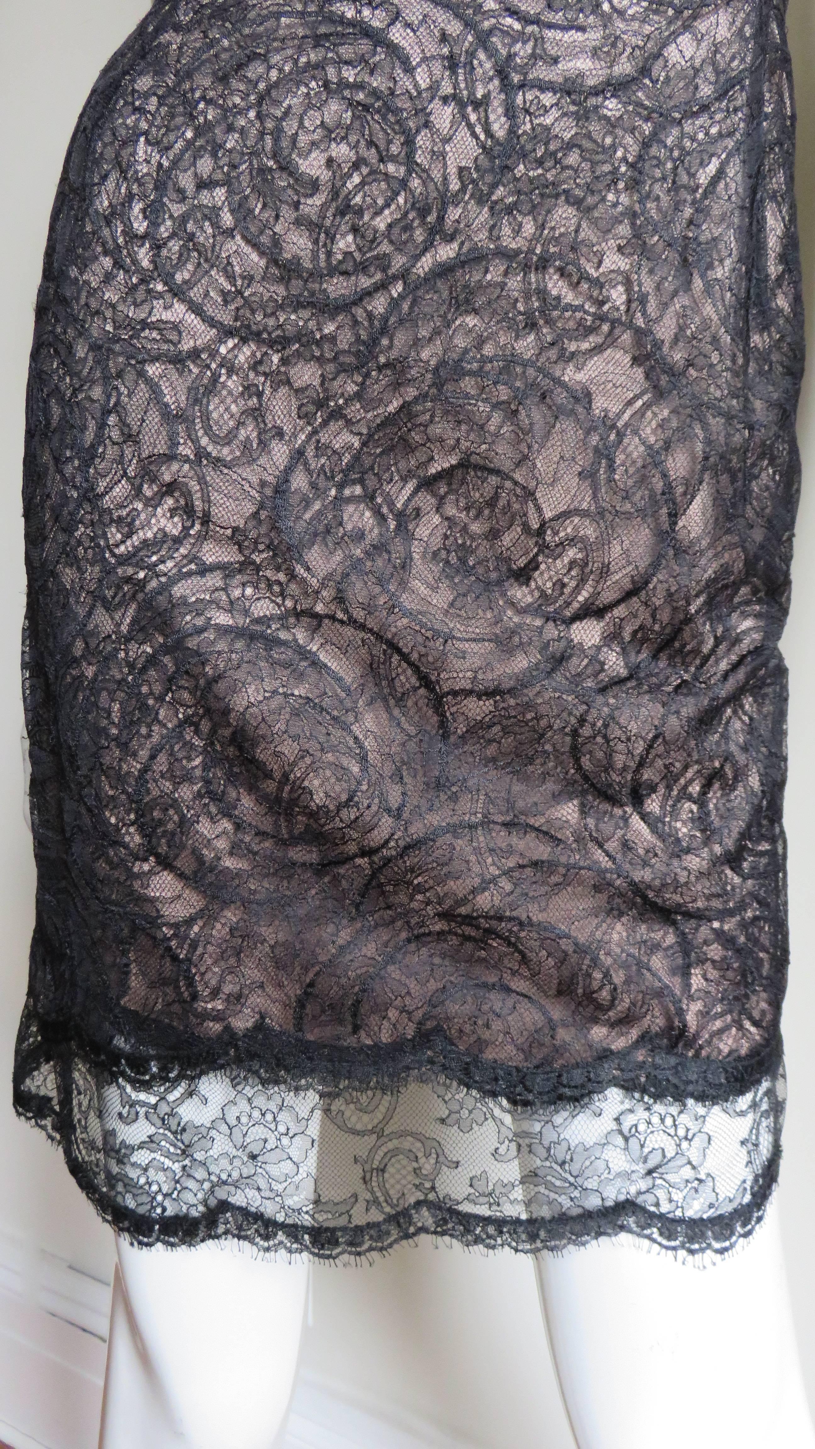  Geoffrey Beene Silk Lace Slip Dress 1980s In Good Condition For Sale In Water Mill, NY