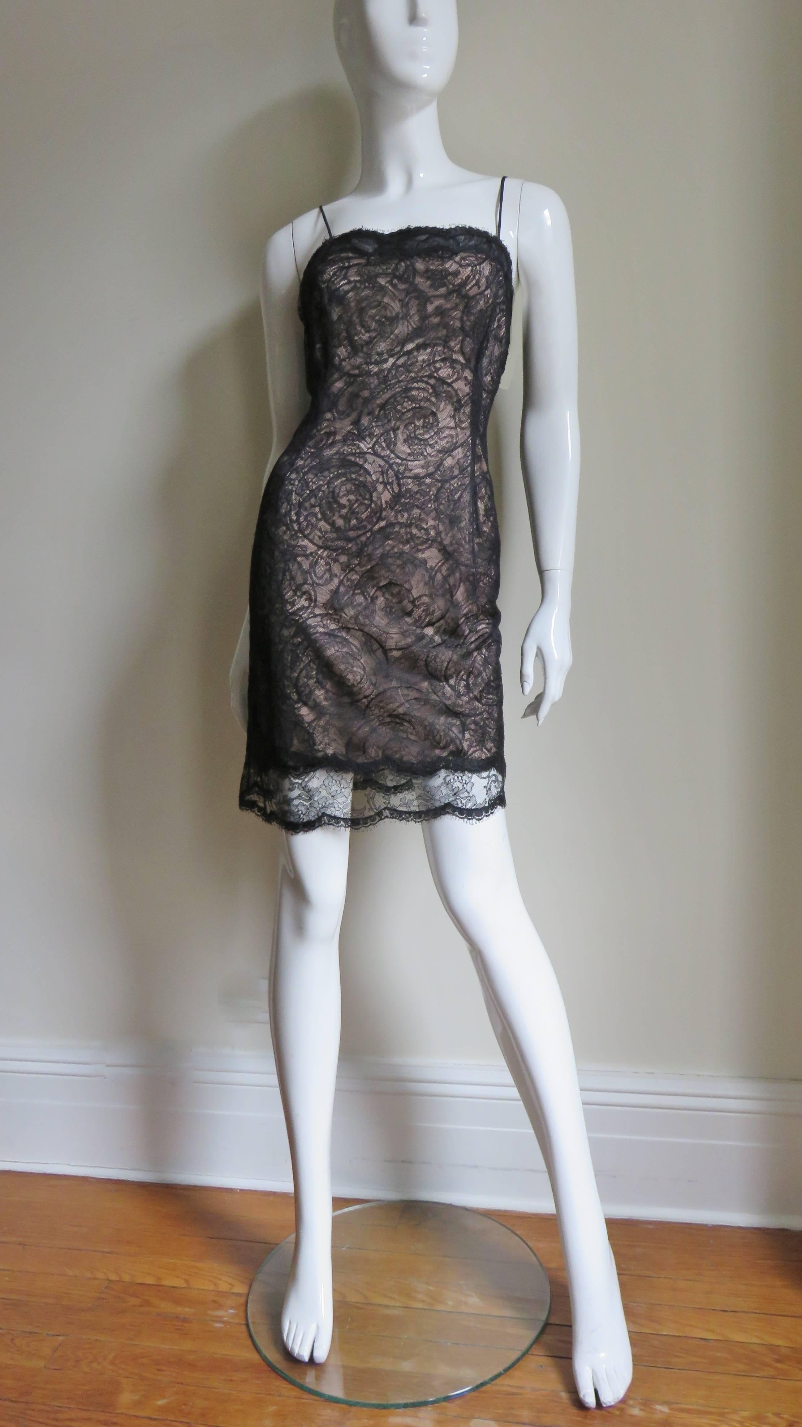 Women's  Geoffrey Beene Silk Lace Slip Dress 1980s For Sale