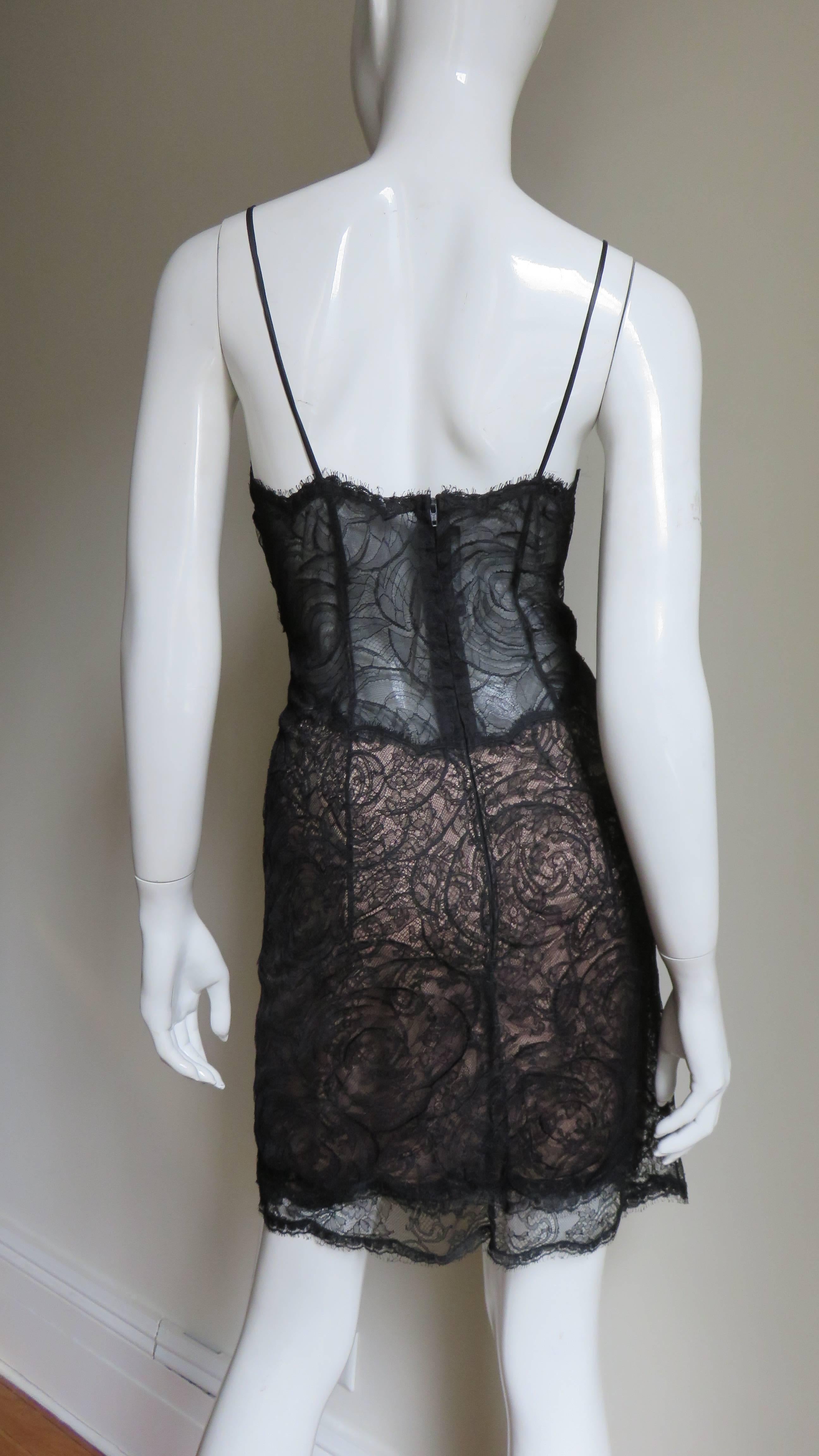  Geoffrey Beene Silk Lace Slip Dress 1980s For Sale 1