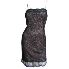 Geoffrey Beene Silk Lace Slip Dress with Sheer Back 1980s