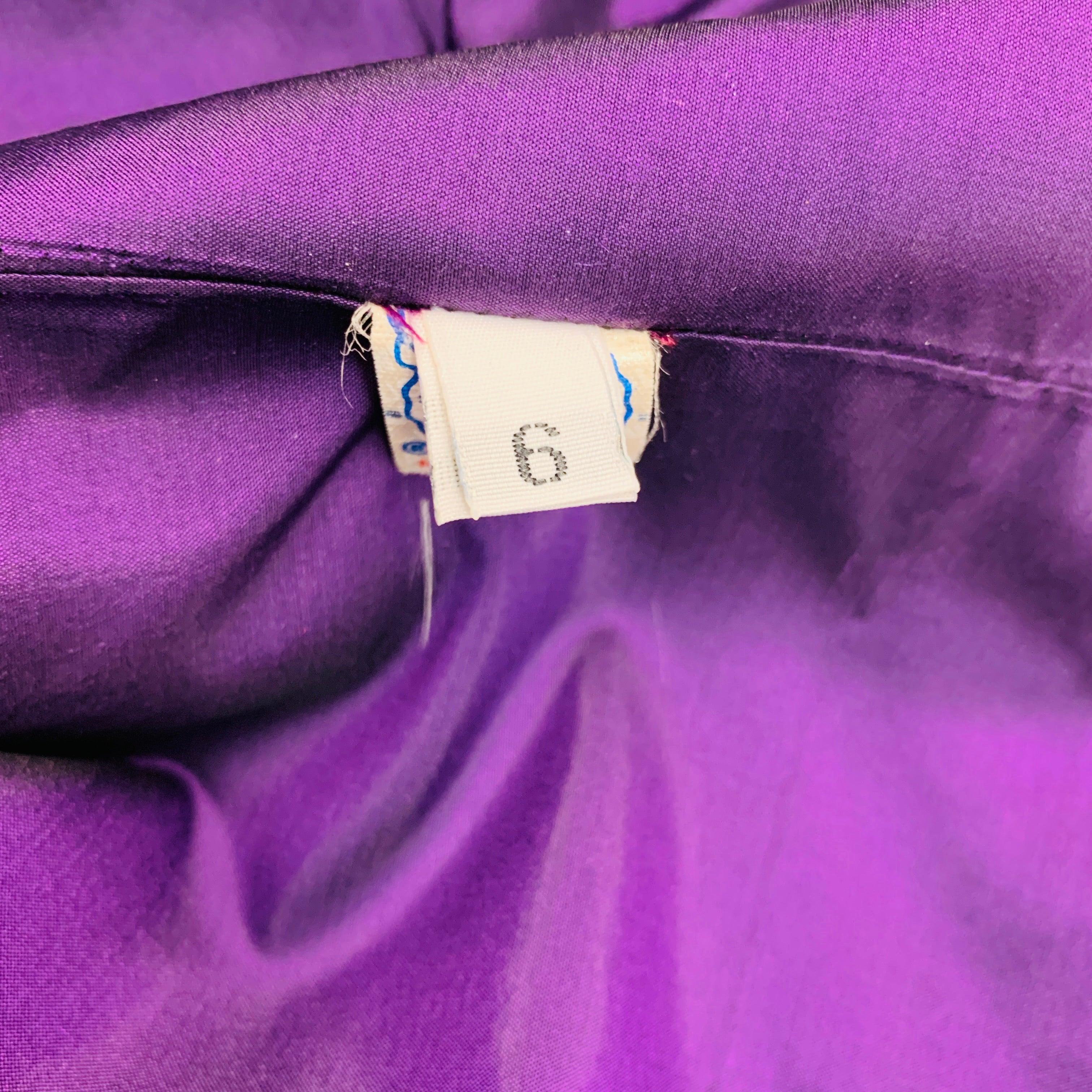 GEOFFREY BEENE Taille 6 Purple Silver Lace Below Knee Skirt (Jupe de dessous de genou en dentelle) en vente 2