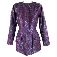 Geoffrey Beene Taglia M Blazer da sera con paillettes viola