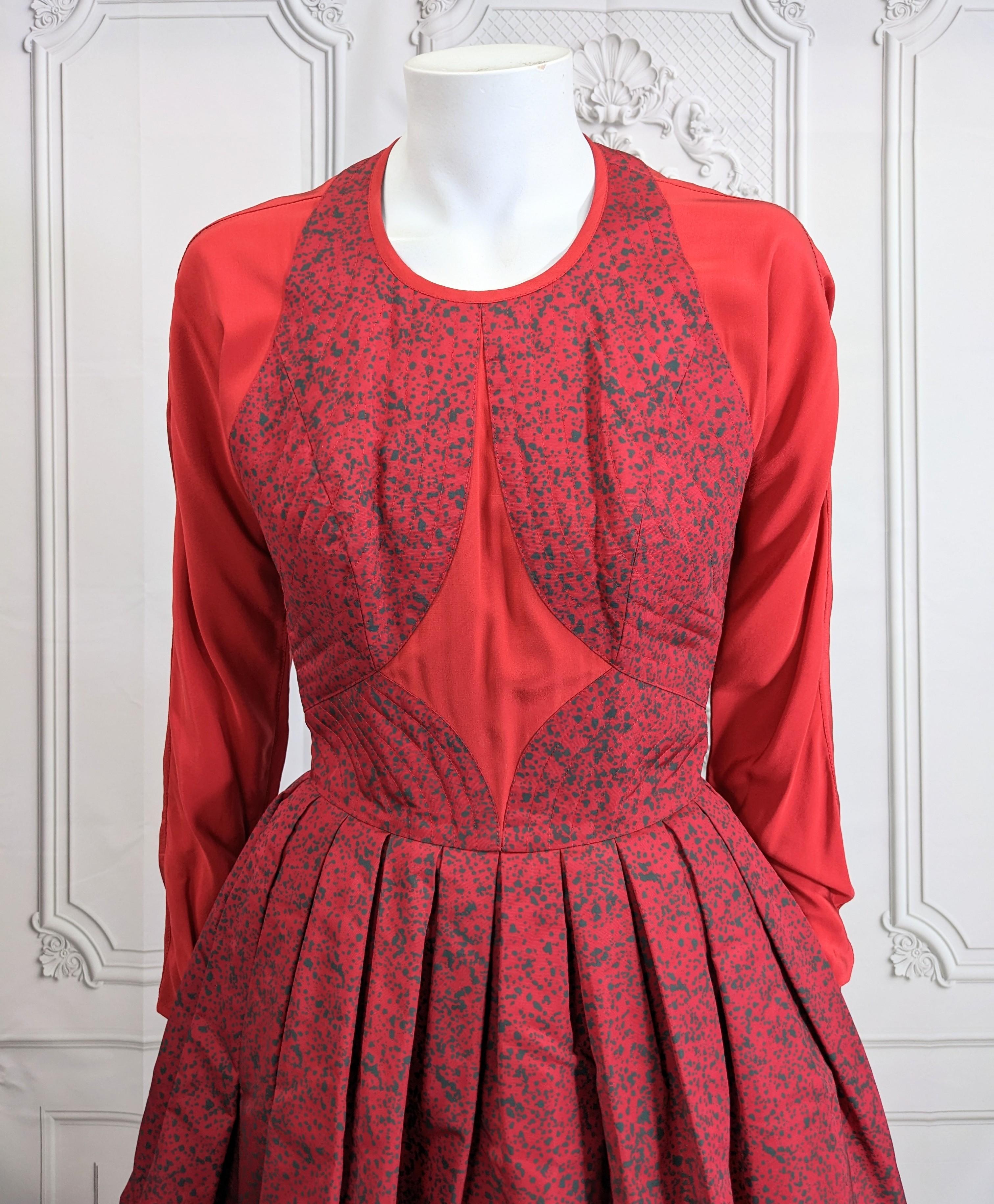 Rouge Geoffrey Beene - Robe de cocktail en taffetas en vente