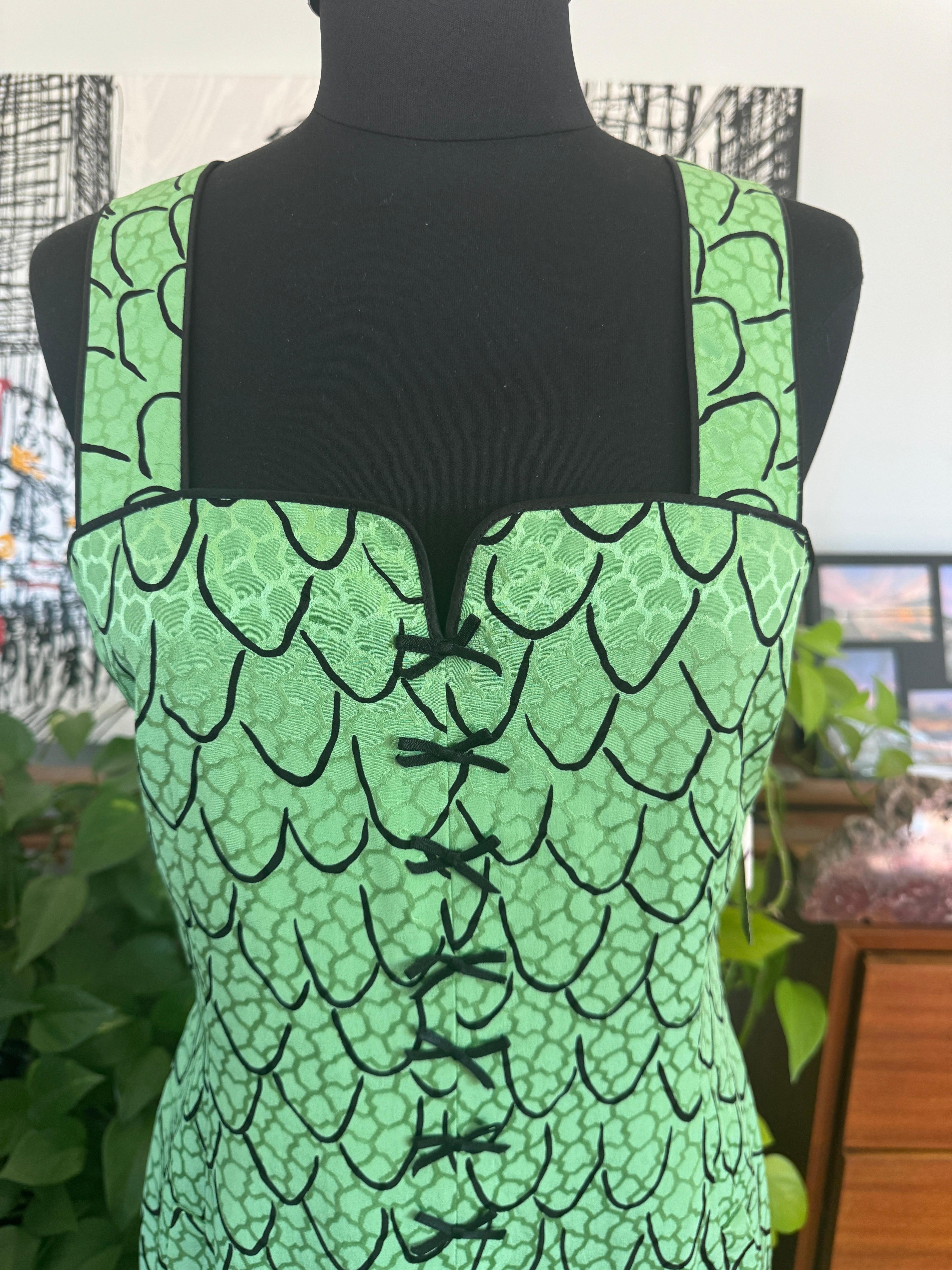 Geoffrey Beene Trompe L'oeil Green Dress New with tags For Sale 6