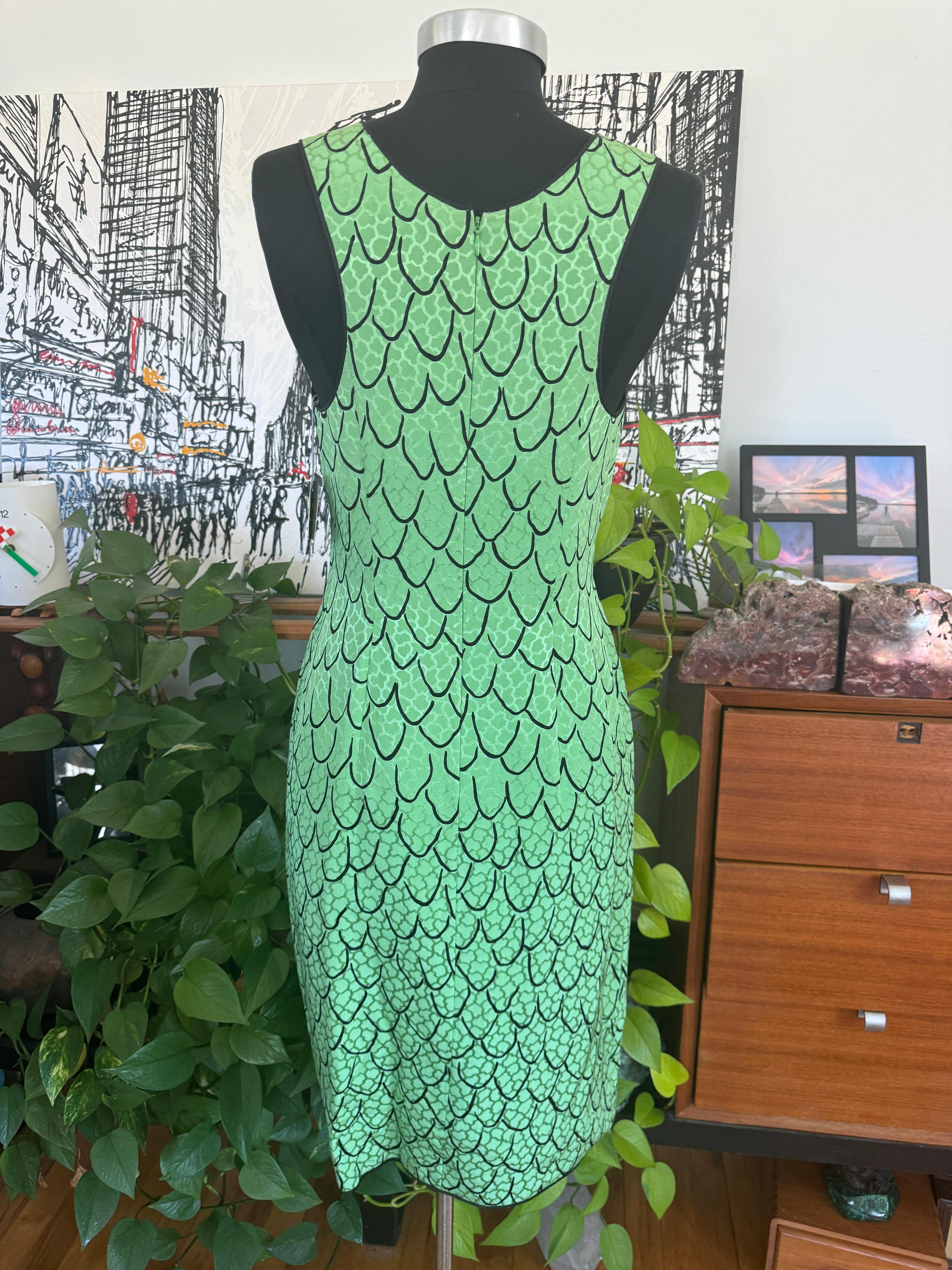 Geoffrey Beene Trompe L'oeil Green Dress New with tags For Sale 8