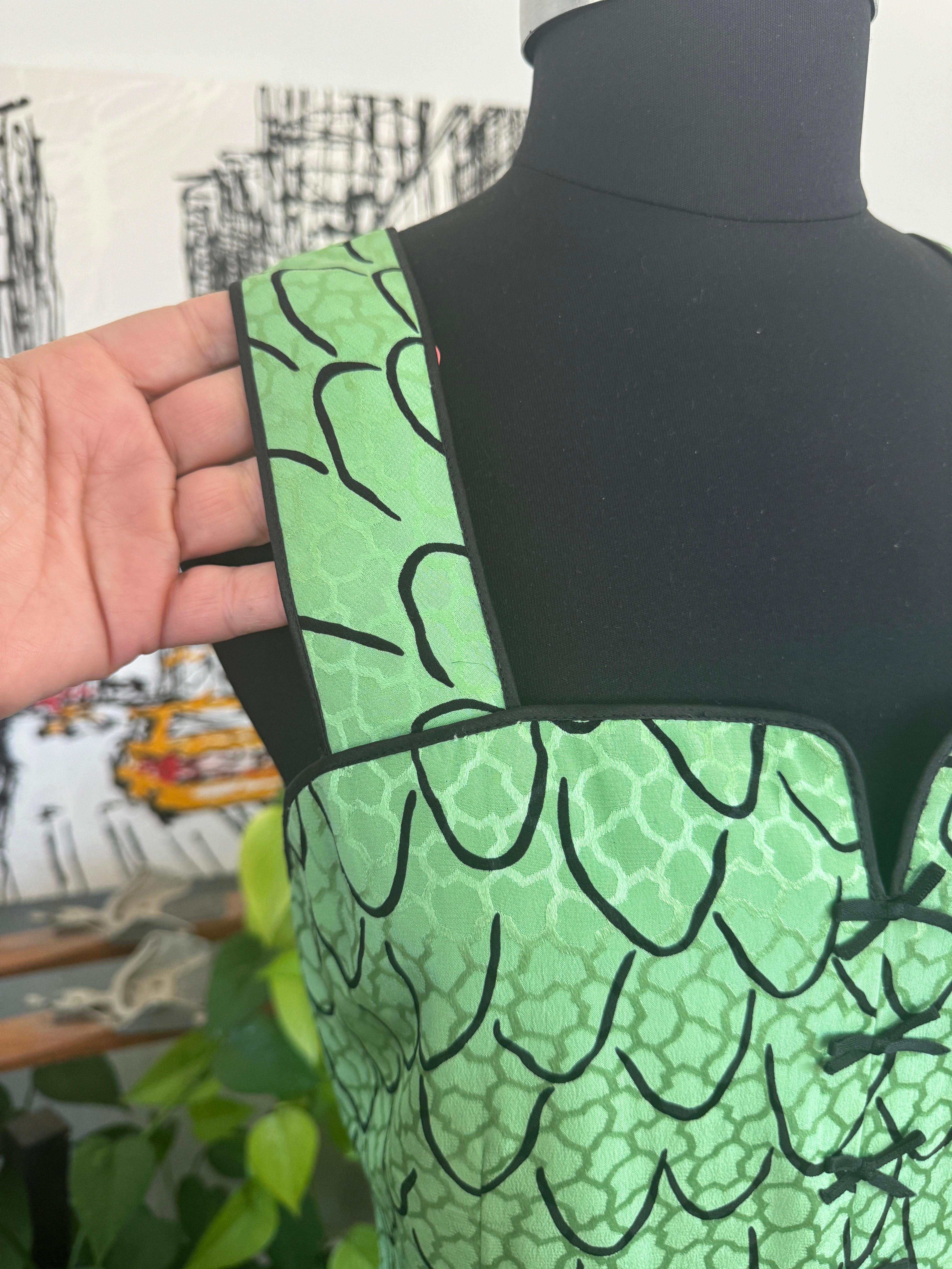 Geoffrey Beene Trompe L'oeil Green Dress New with tags For Sale 9