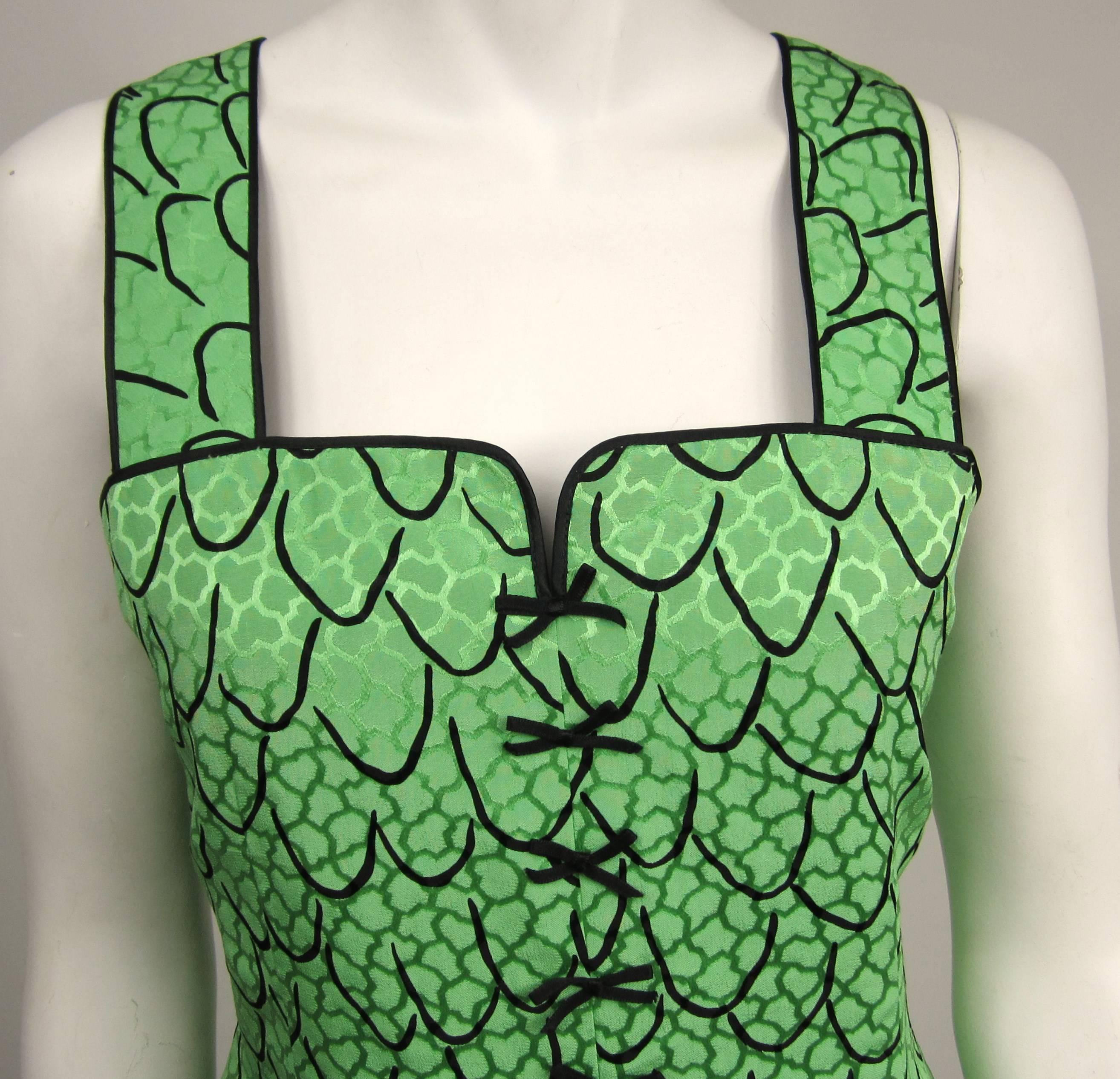 Geoffrey Beene Trompe L'oeil Green Dress New with tags  In New Condition For Sale In Wallkill, NY
