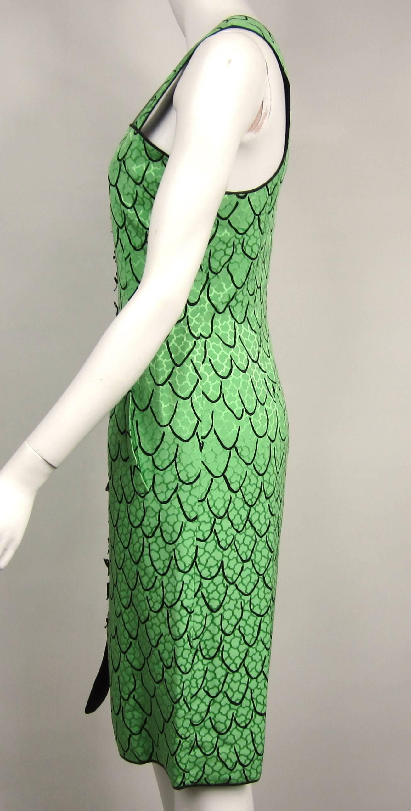 Geoffrey Beene Trompe L'oeil Green Dress New with tags  For Sale 1