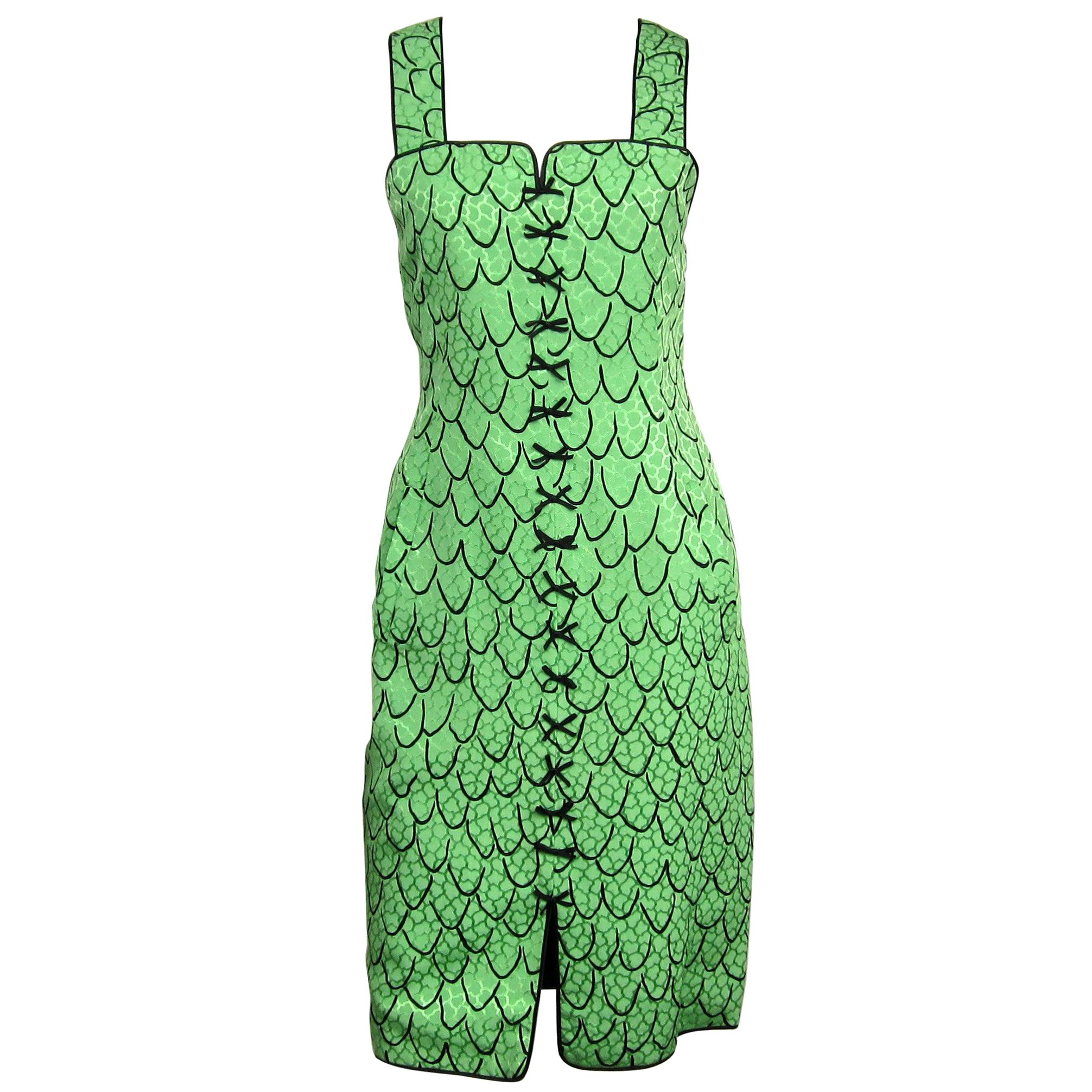 Geoffrey Beene Trompe L'oeil Green Dress New with tags 