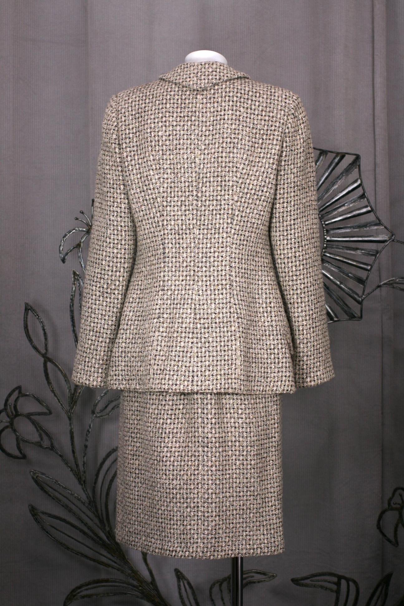 Gray Geoffrey Beene Tweed and Tulle Suit For Sale