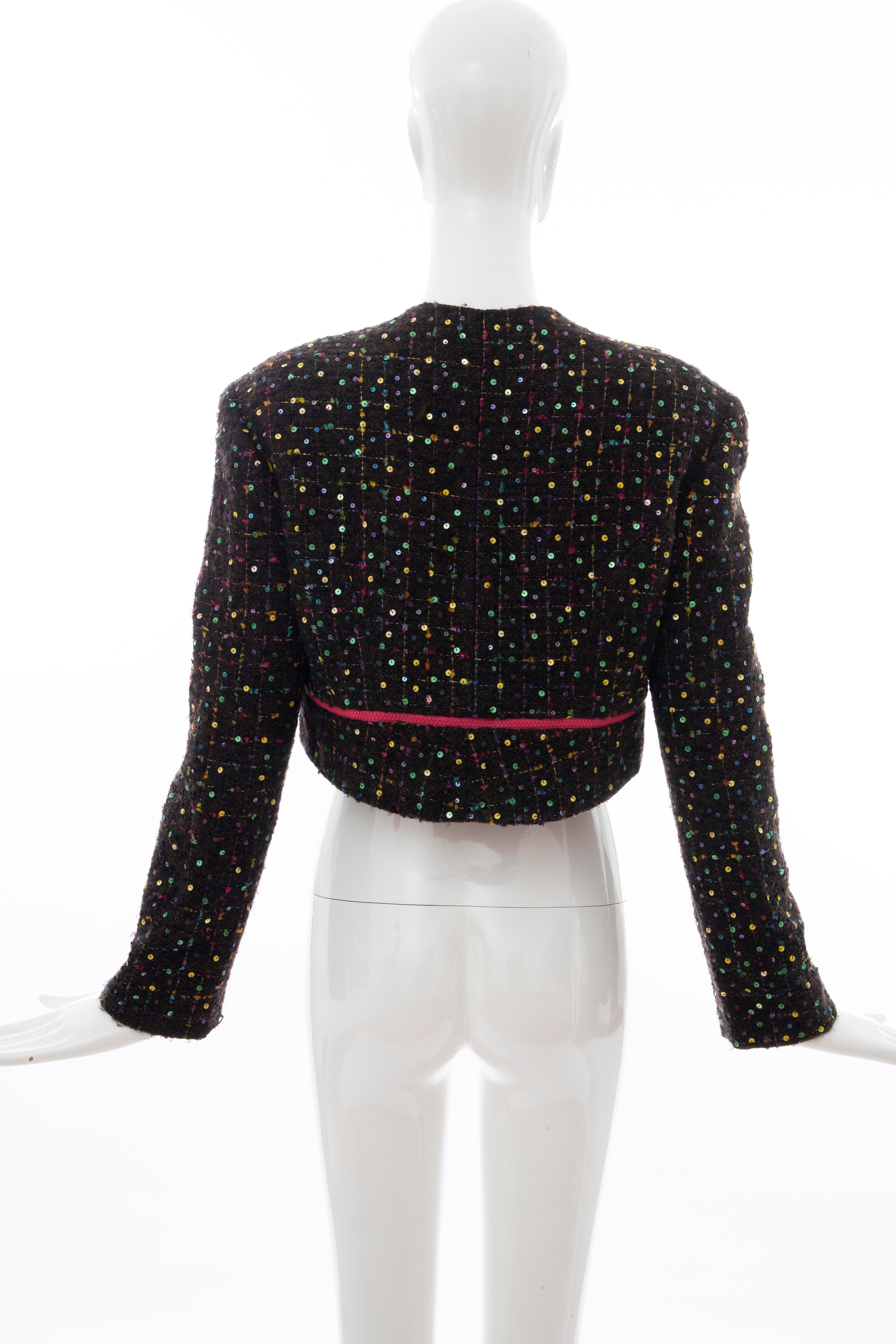 Geoffrey Beene Tweed Polychrome Sequined Bolero Jacket, Spring 1989 For Sale 5