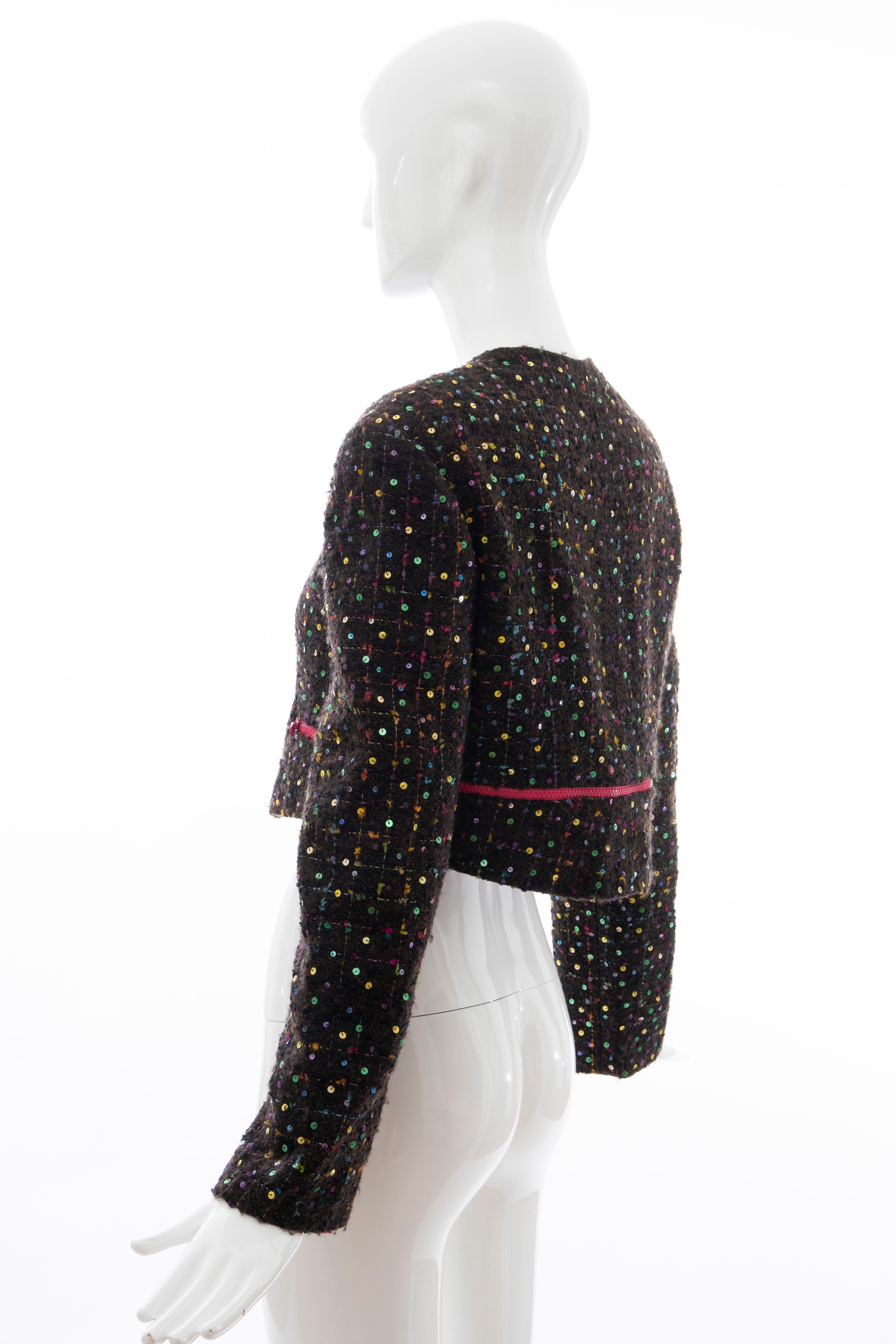 Geoffrey Beene Tweed Polychrome Sequined Bolero Jacket, Spring 1989 For Sale 6